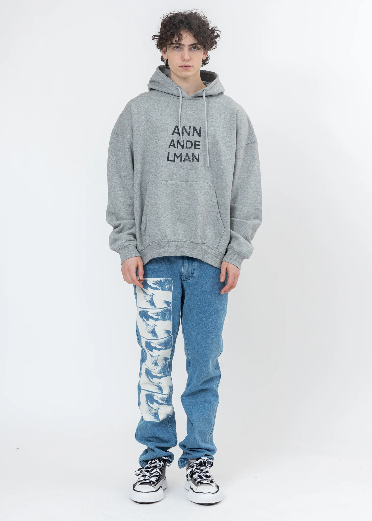 Grey Rhinestone Logo Two Ways Hoodie - Image 9