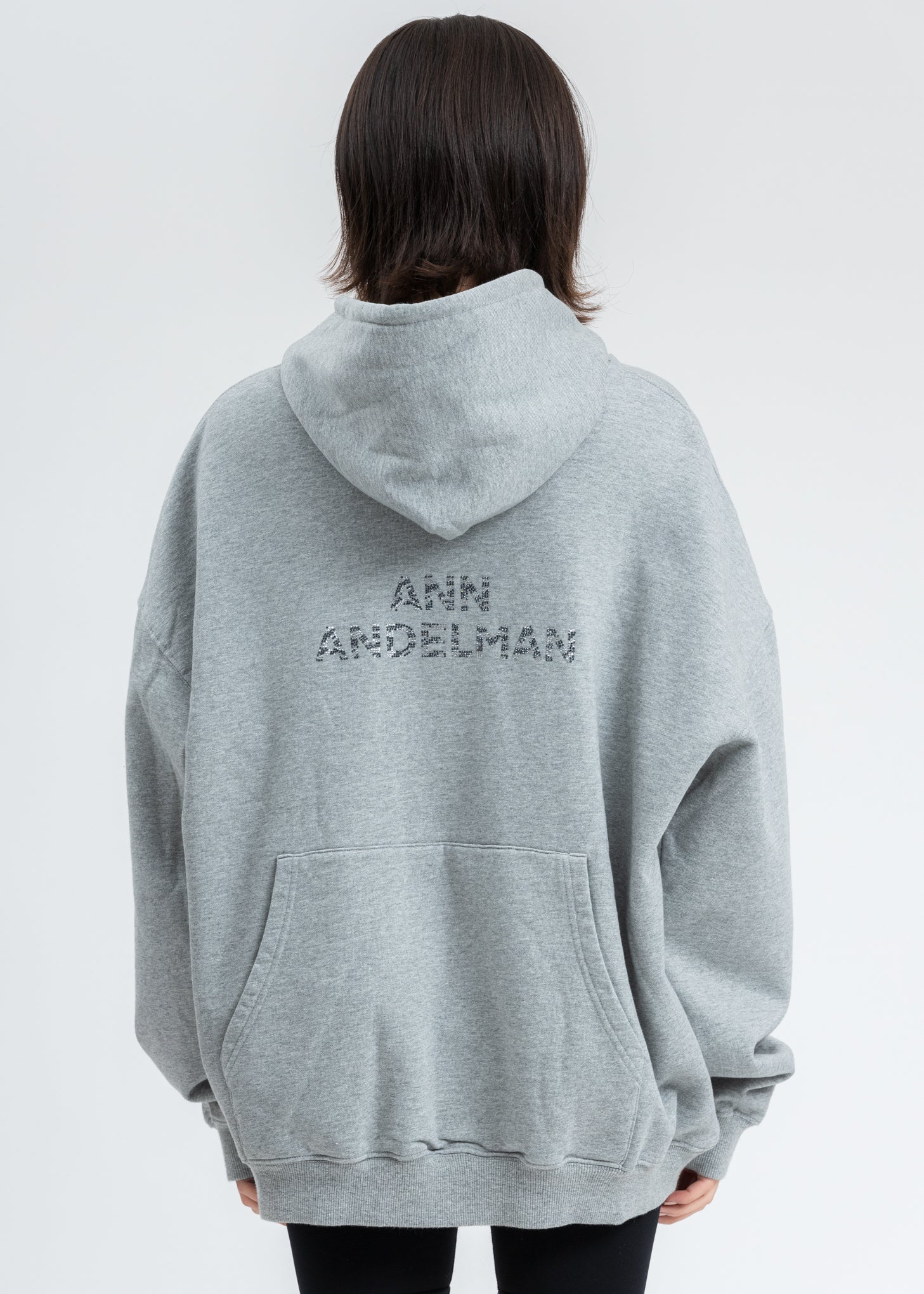 Grey Rhinestone Logo Two Ways Hoodie - Image 4
