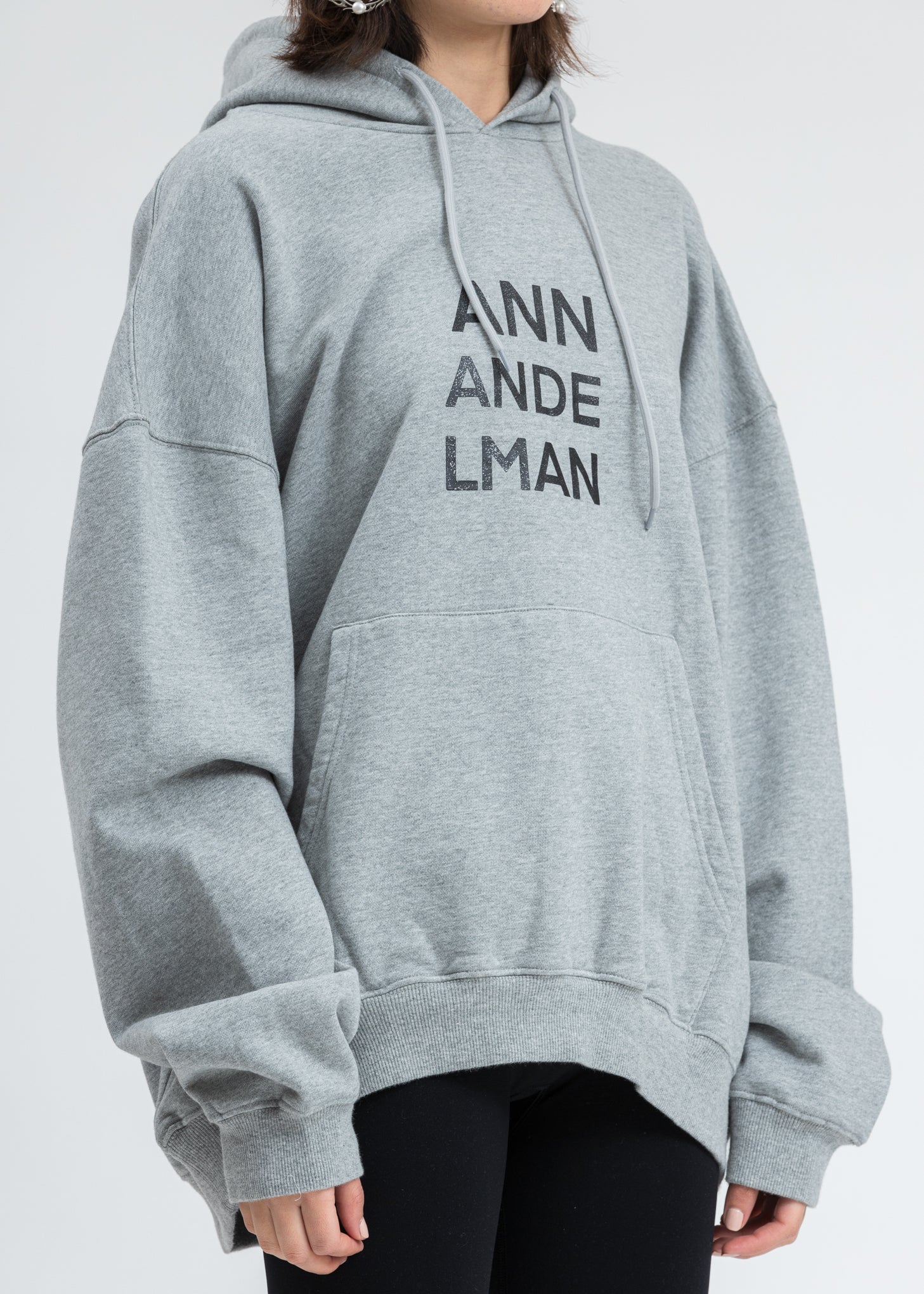 Grey Rhinestone Logo Two Ways Hoodie - Image 5