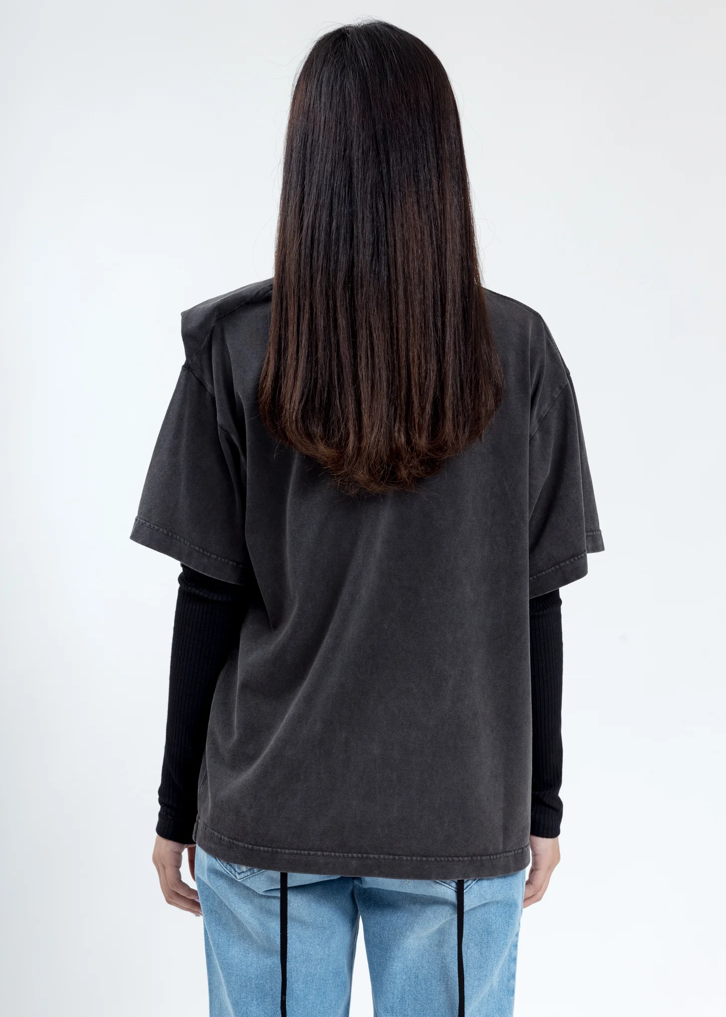 Grey Rose Clipped Shoulder T-Shirt - Image 4