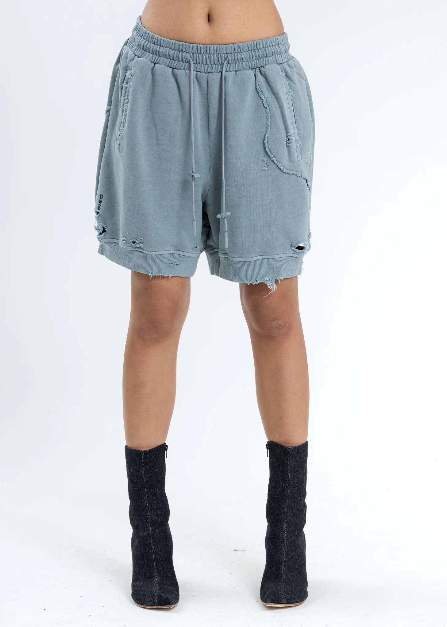 Grey Ruin Distressed Sweat Shorts