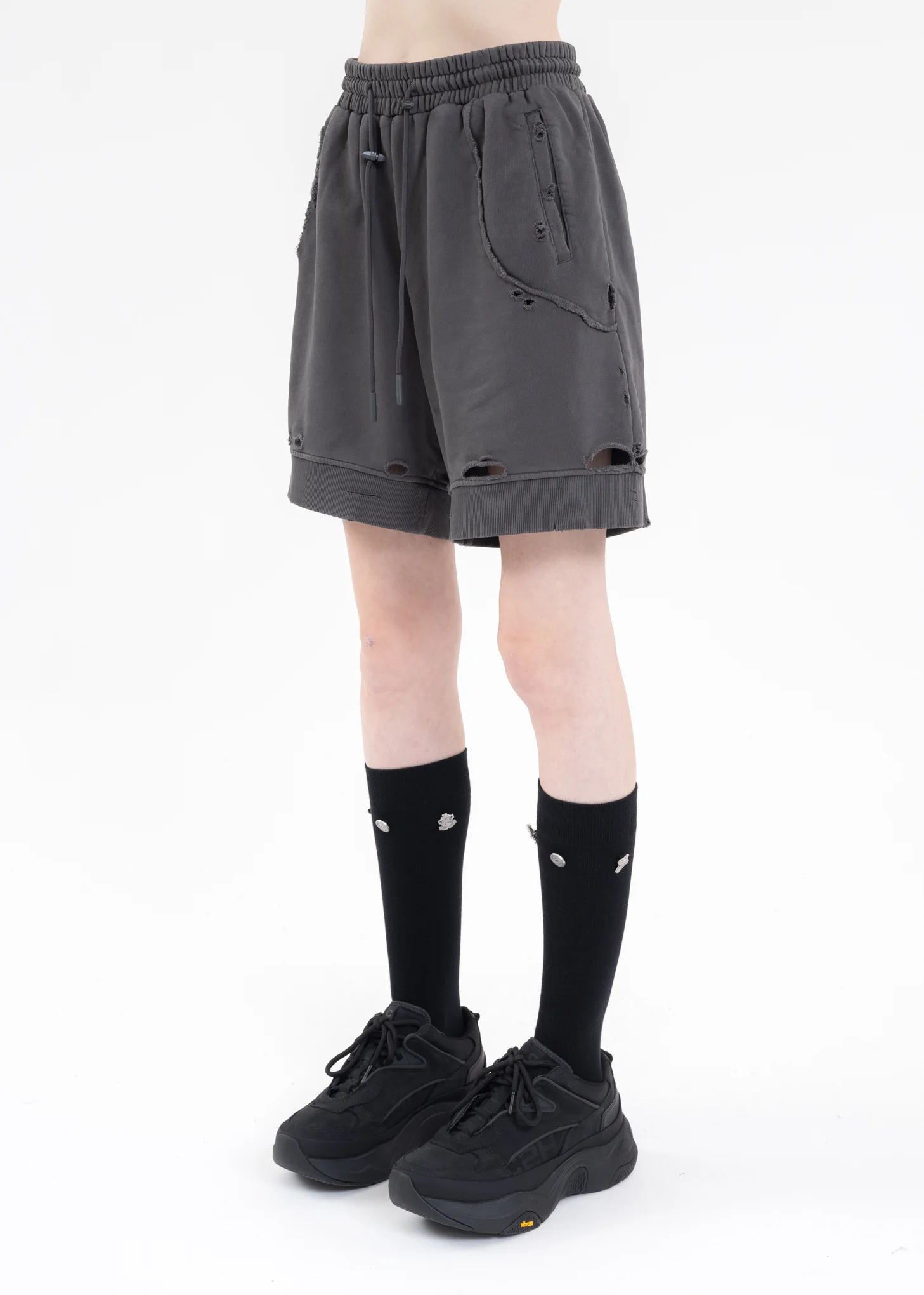 Grey Ruin Distressed Sweat shorts - Image 2