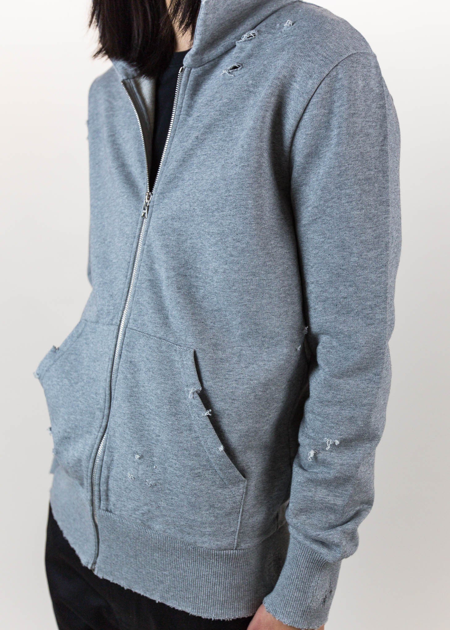 Grey Sawyer Distressed Hoodie - Image 2