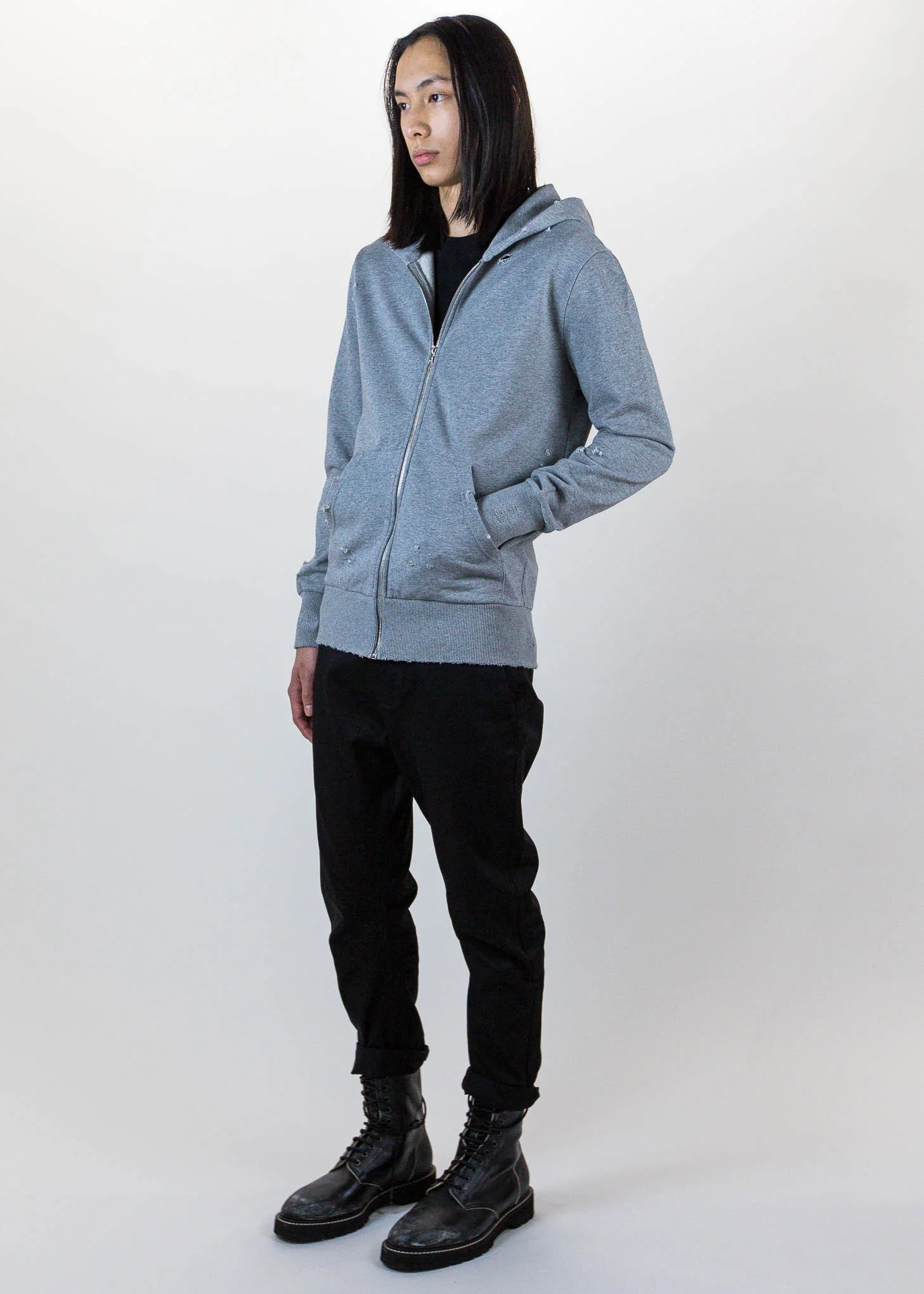 Grey Sawyer Distressed Hoodie - Image 5