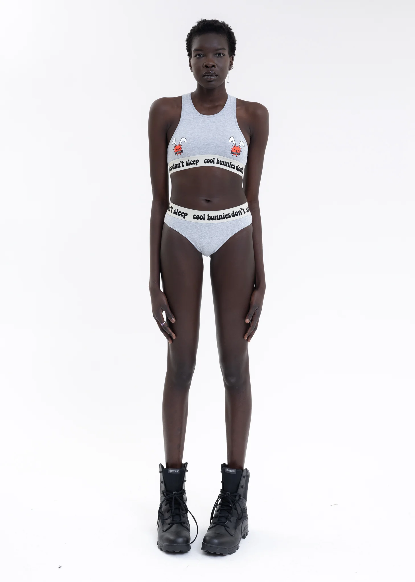 GREY SET LUCKY CROPPED TOP AND UNDERWEAR