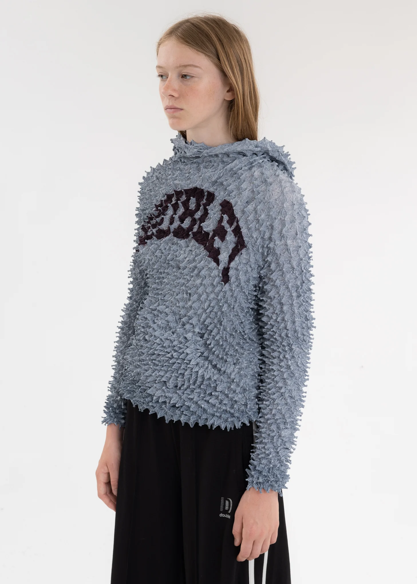 Grey “SHIBORI” COLLEGE LOGO PRINT HOODIE - Image 3
