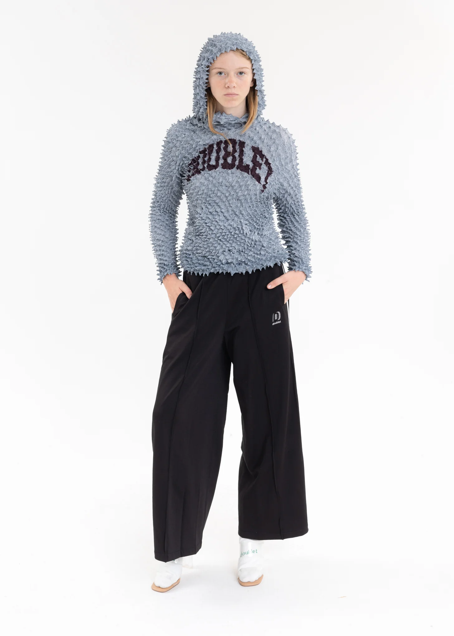 Grey “SHIBORI” COLLEGE LOGO PRINT HOODIE - Image 7