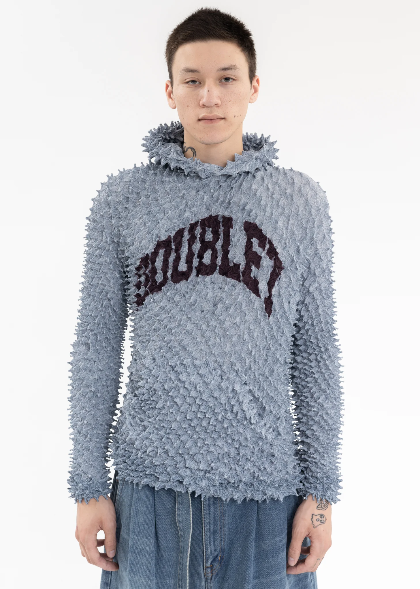 Grey “SHIBORI” COLLEGE LOGO PRINT HOODIE
