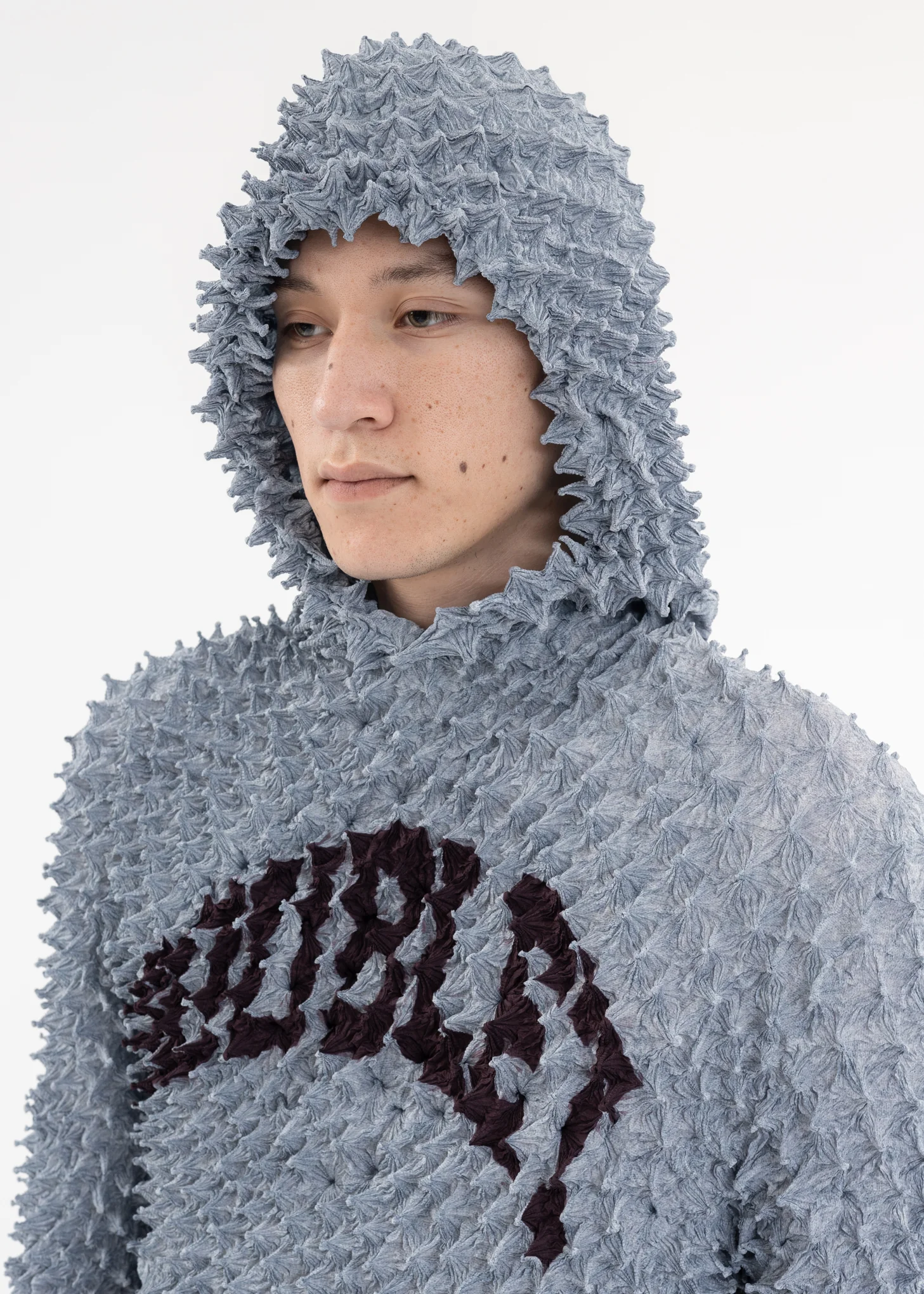 Grey “SHIBORI” COLLEGE LOGO PRINT HOODIE - Image 3