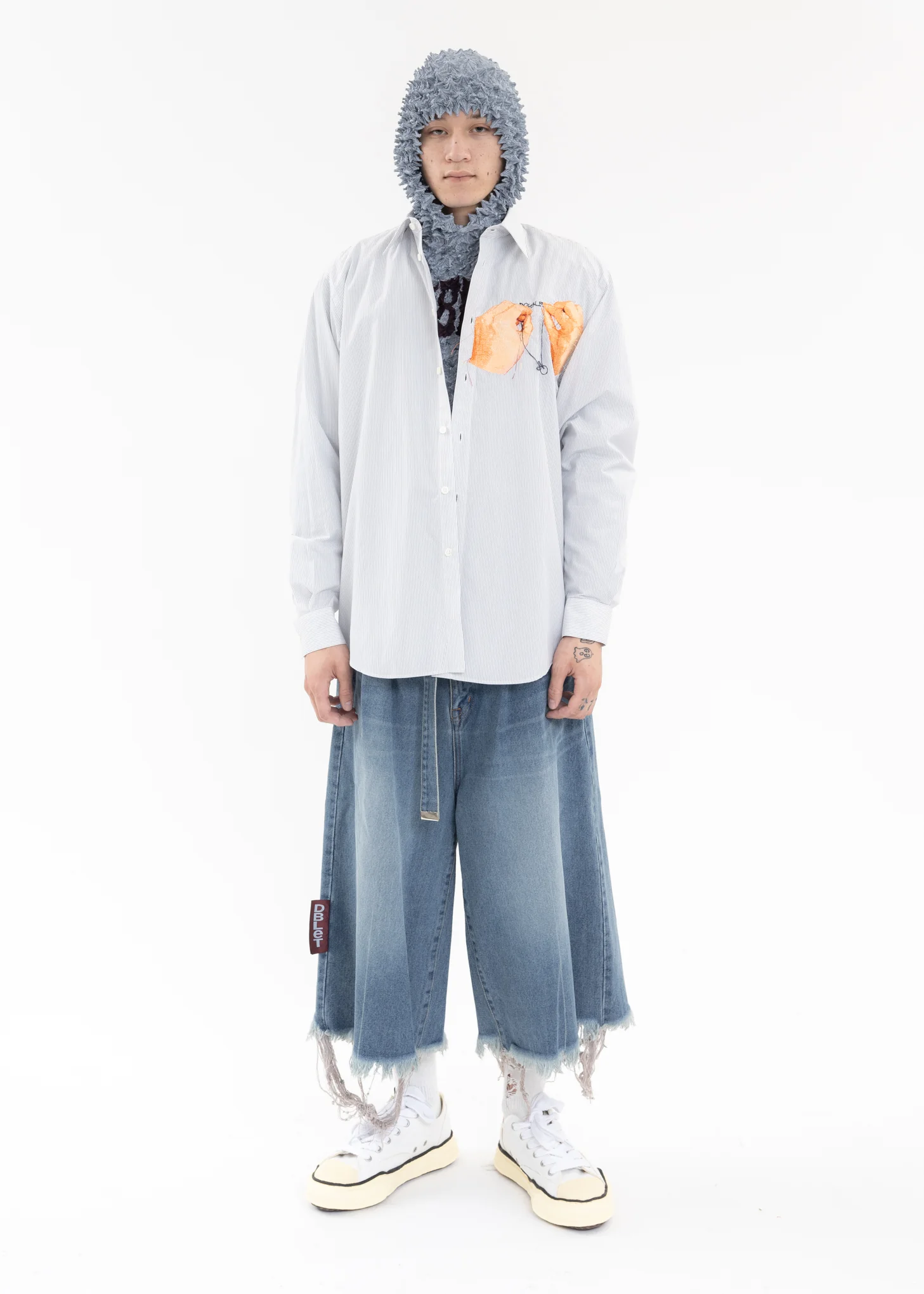 Grey “SHIBORI” COLLEGE LOGO PRINT HOODIE - Image 8