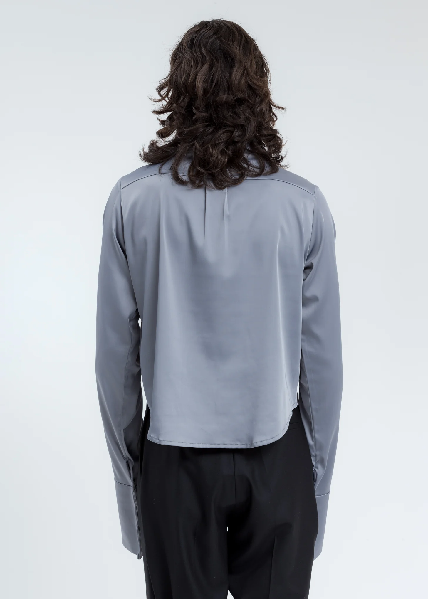 Grey Silk Rib Vested Shirt - Image 4