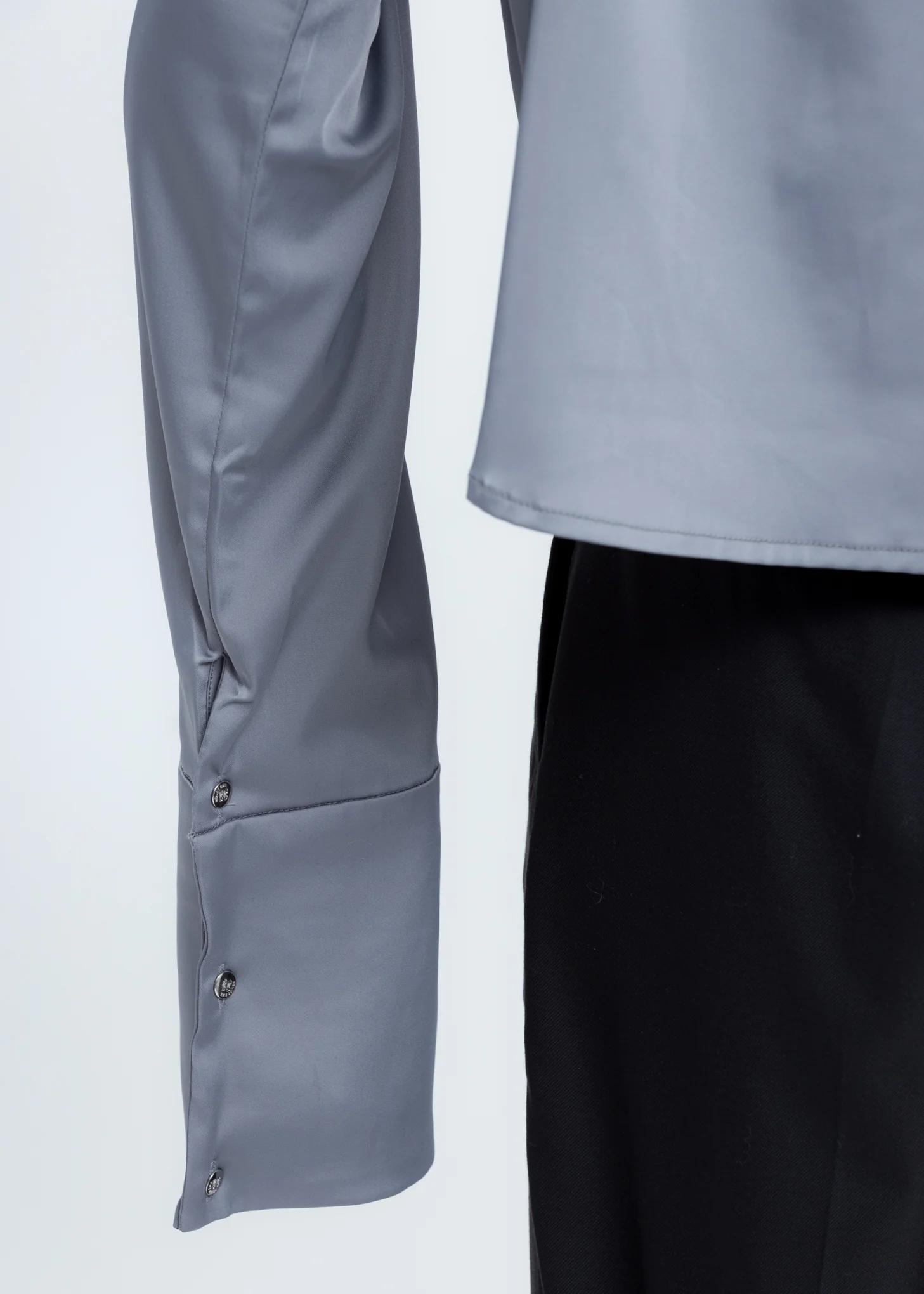Grey Silk Rib Vested Shirt - Image 5