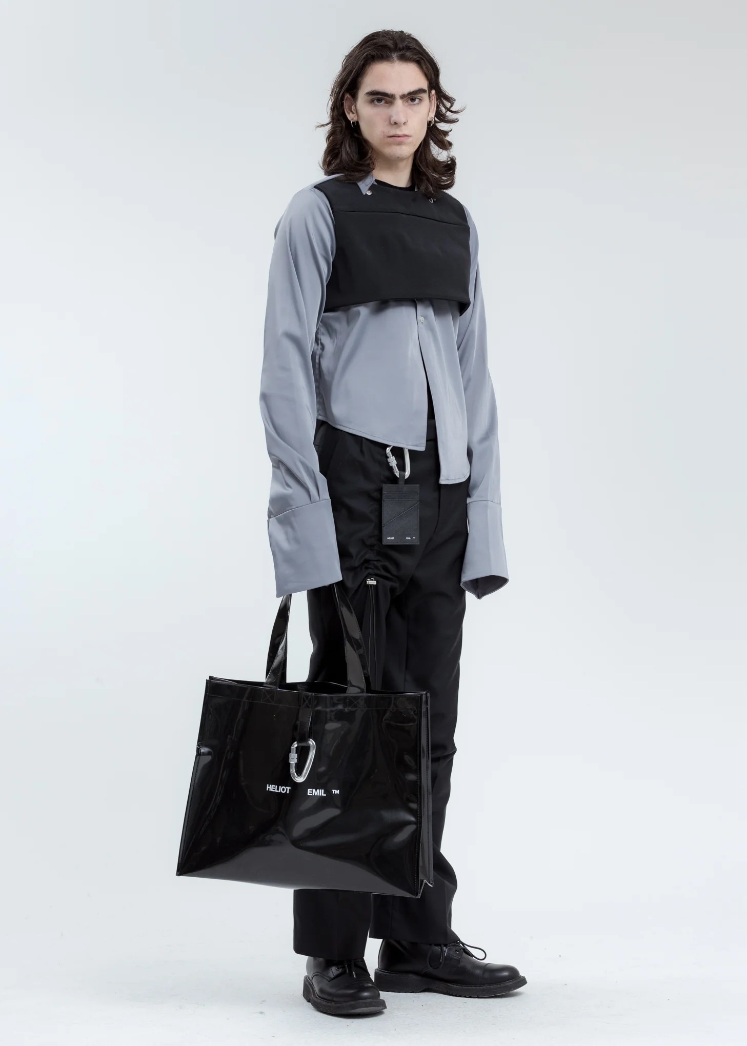 Grey Silk Rib Vested Shirt - Image 6