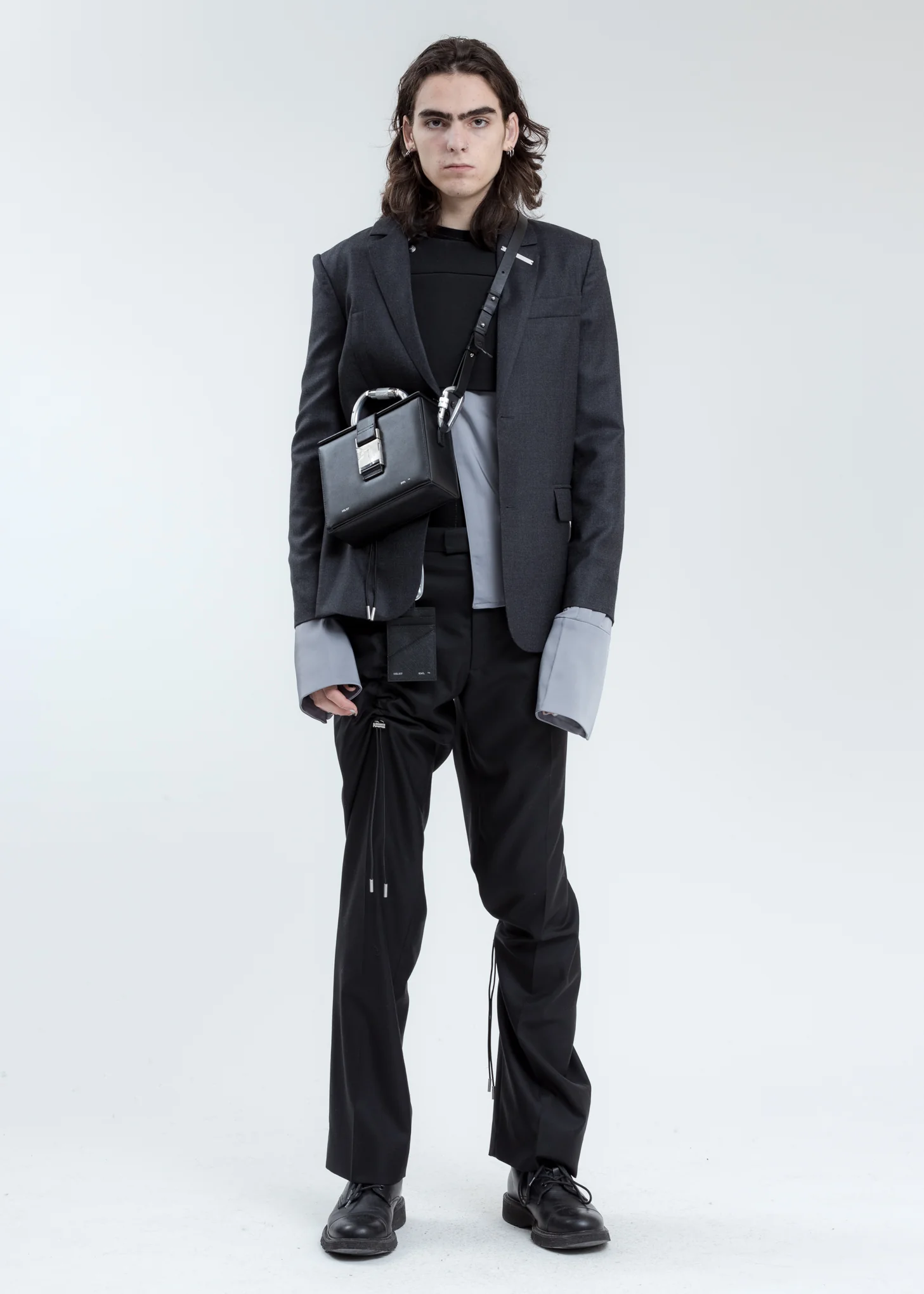 Grey Silk Rib Vested Shirt - Image 7