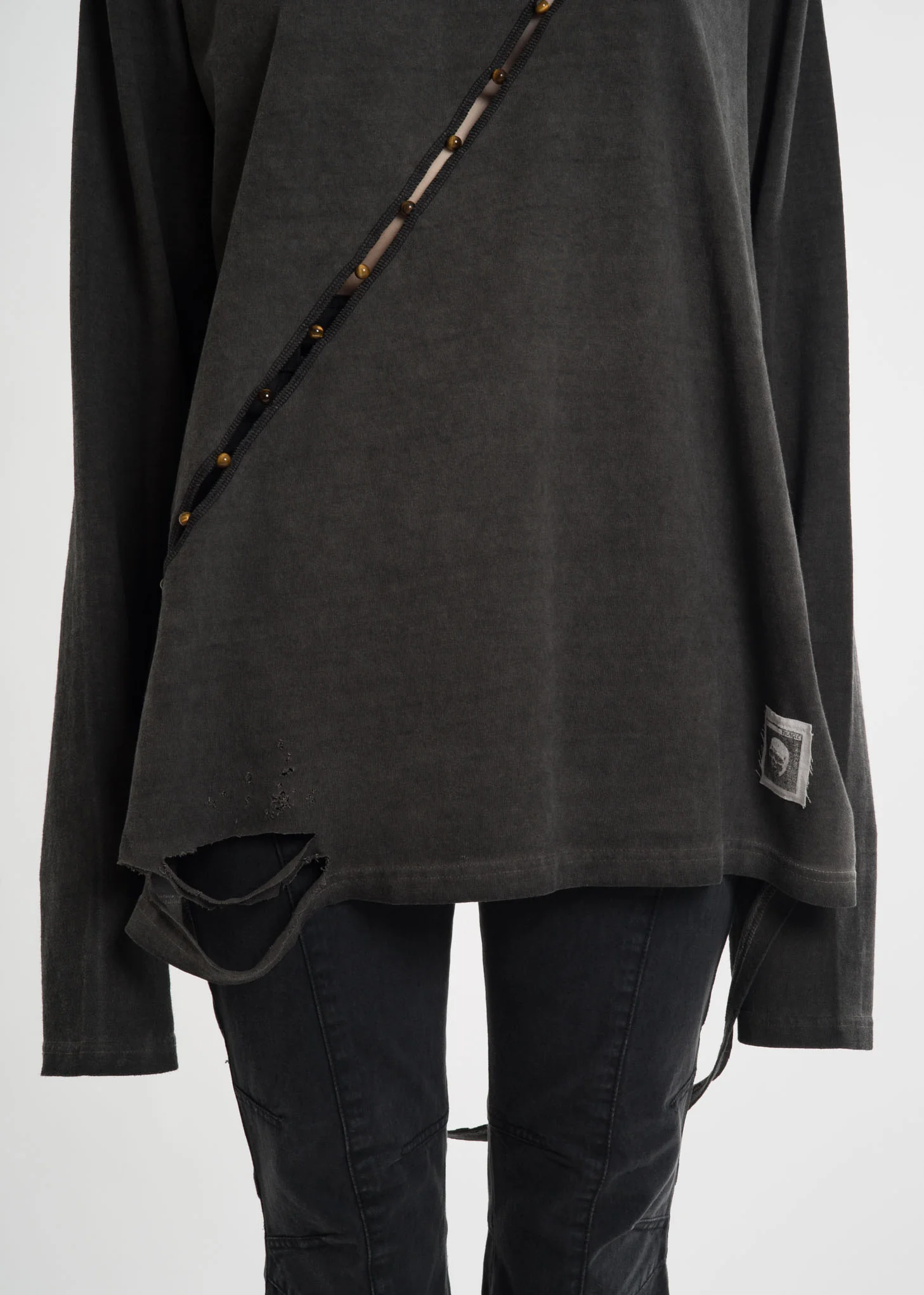 Grey Slashed L/S T-Shirt - Image 2