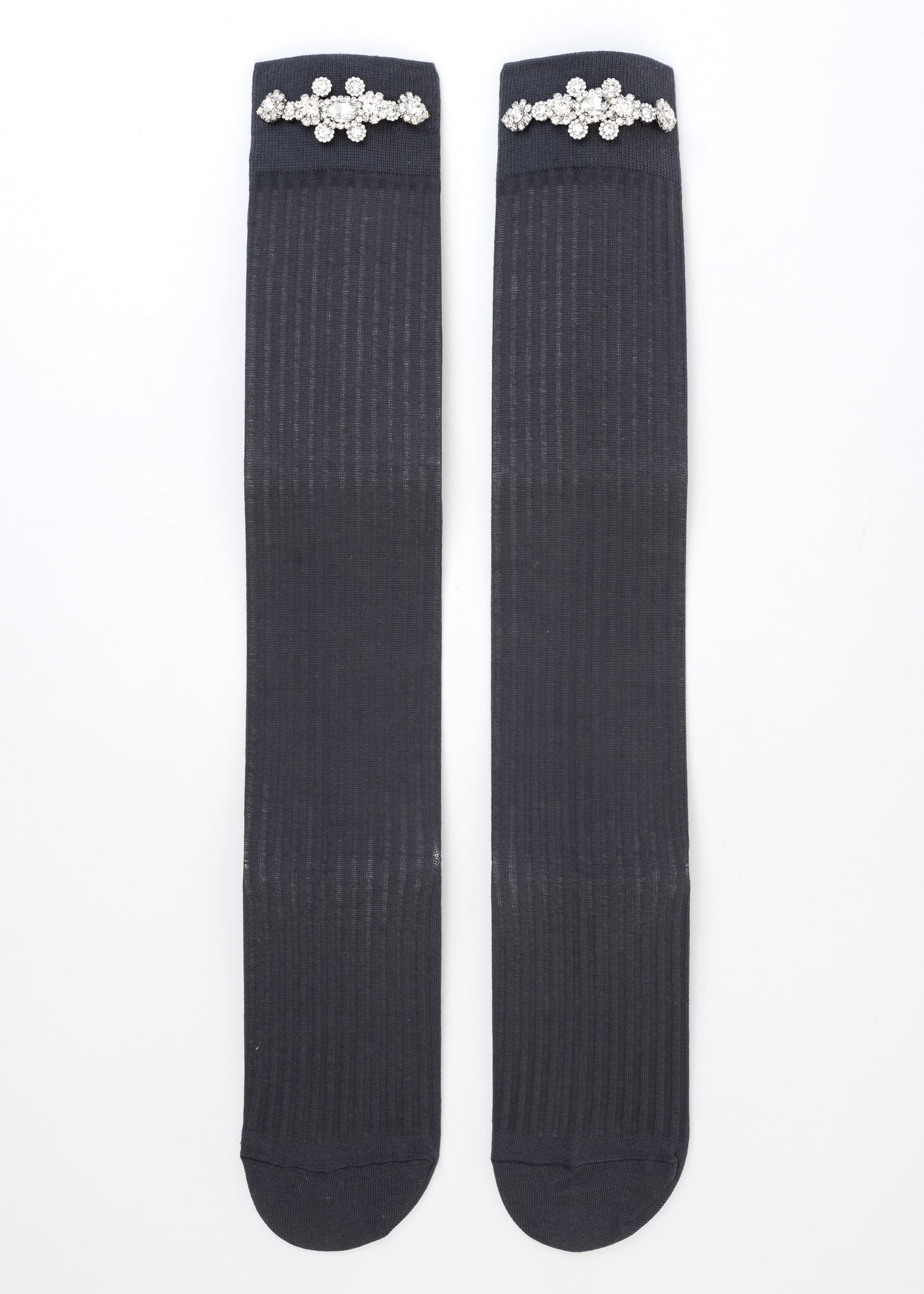 Grey Socks With White Crystal