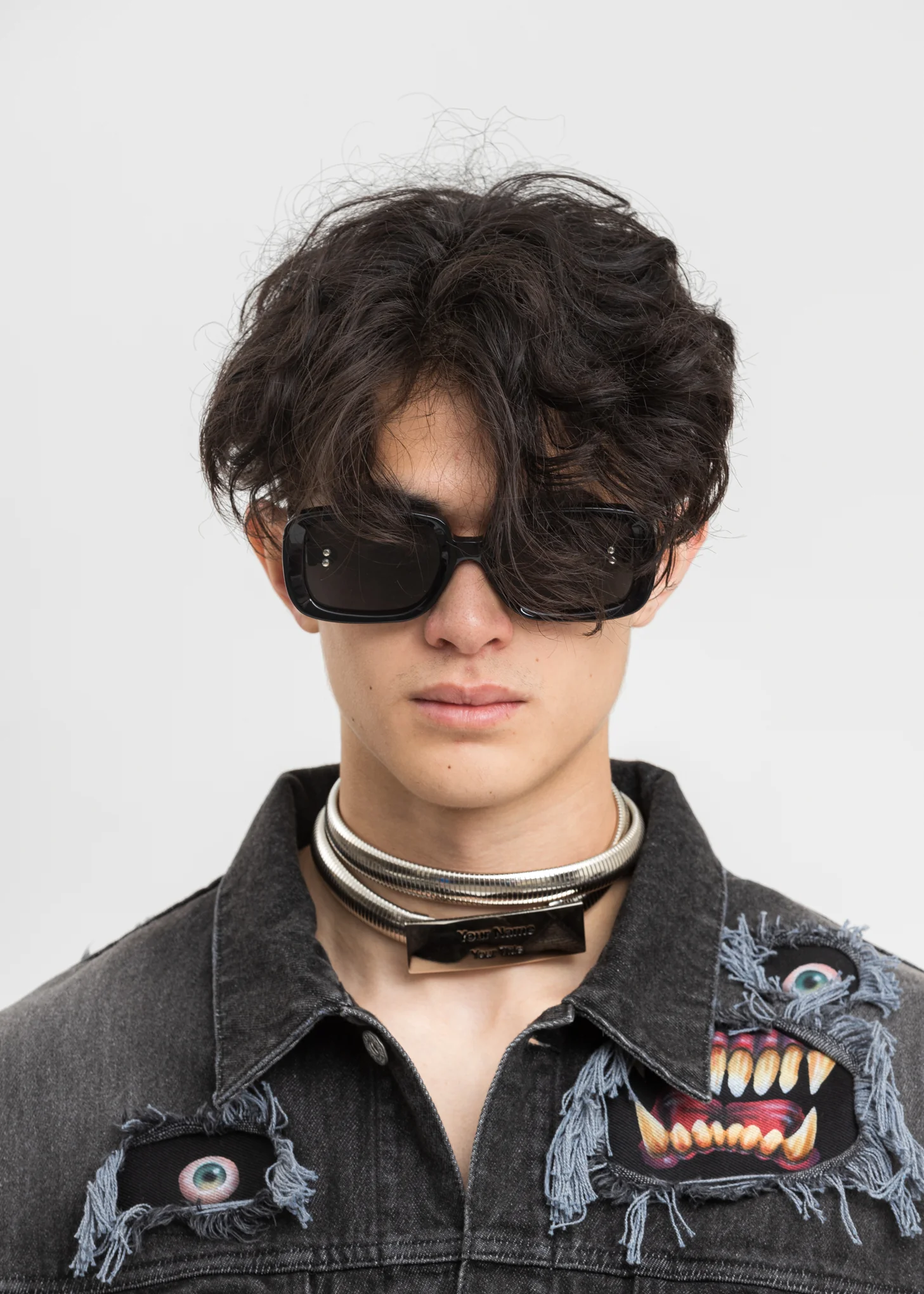 Grey Square Flame Sunglasses - Image 5