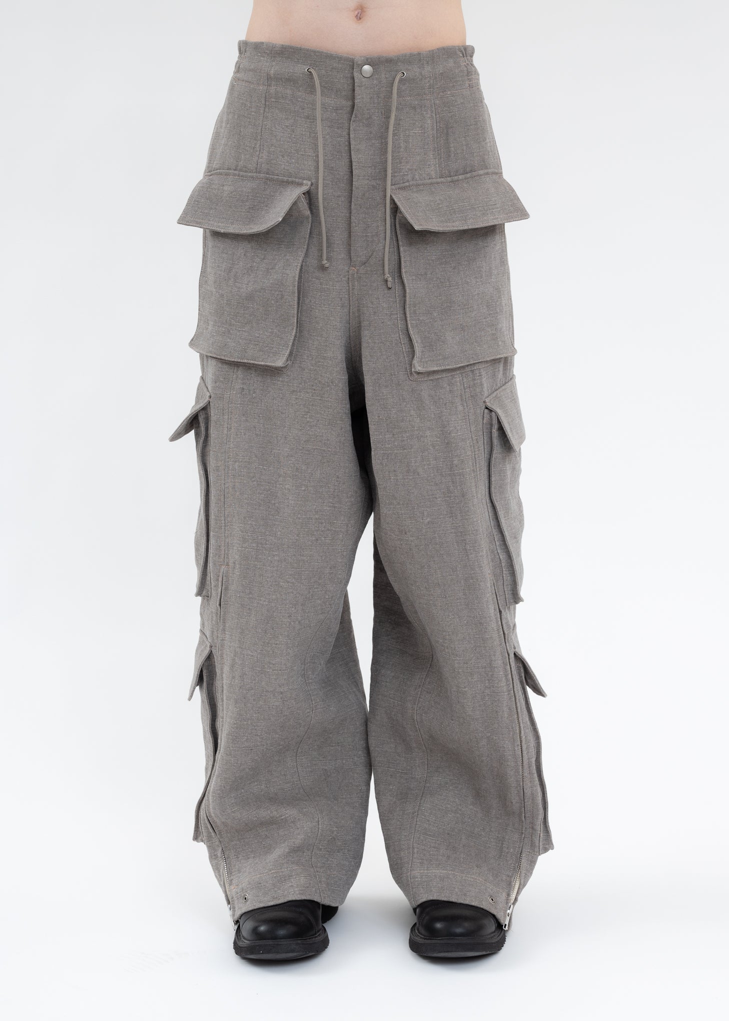 GREY STONE WASHED CARGO PANTS
