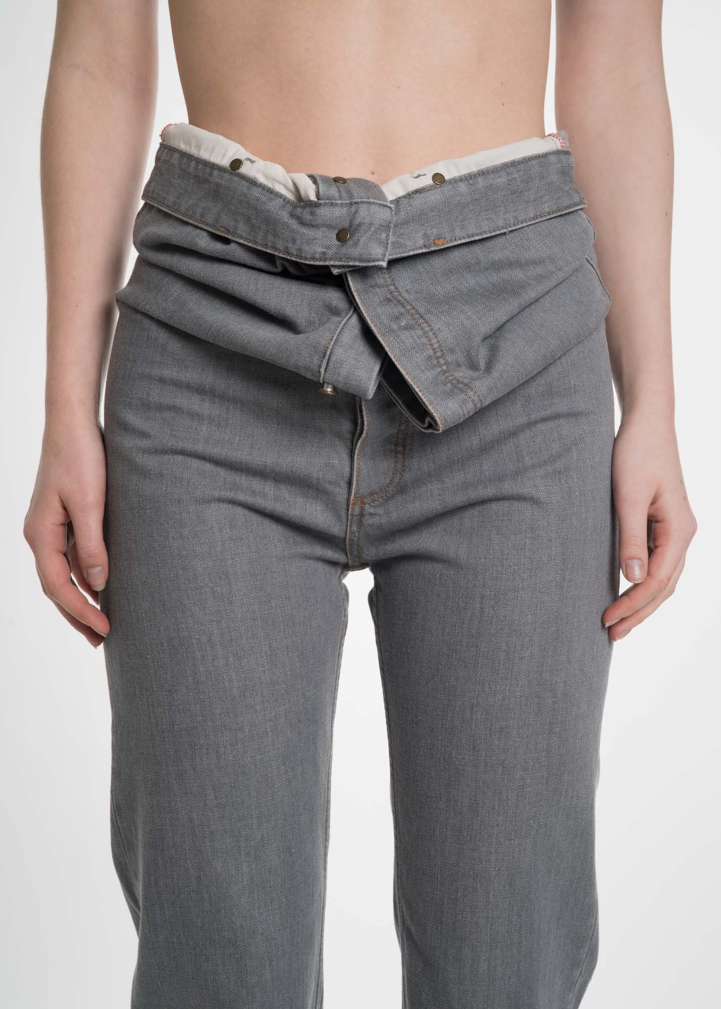 Grey Stonewash Double Waist Jeans - Image 5