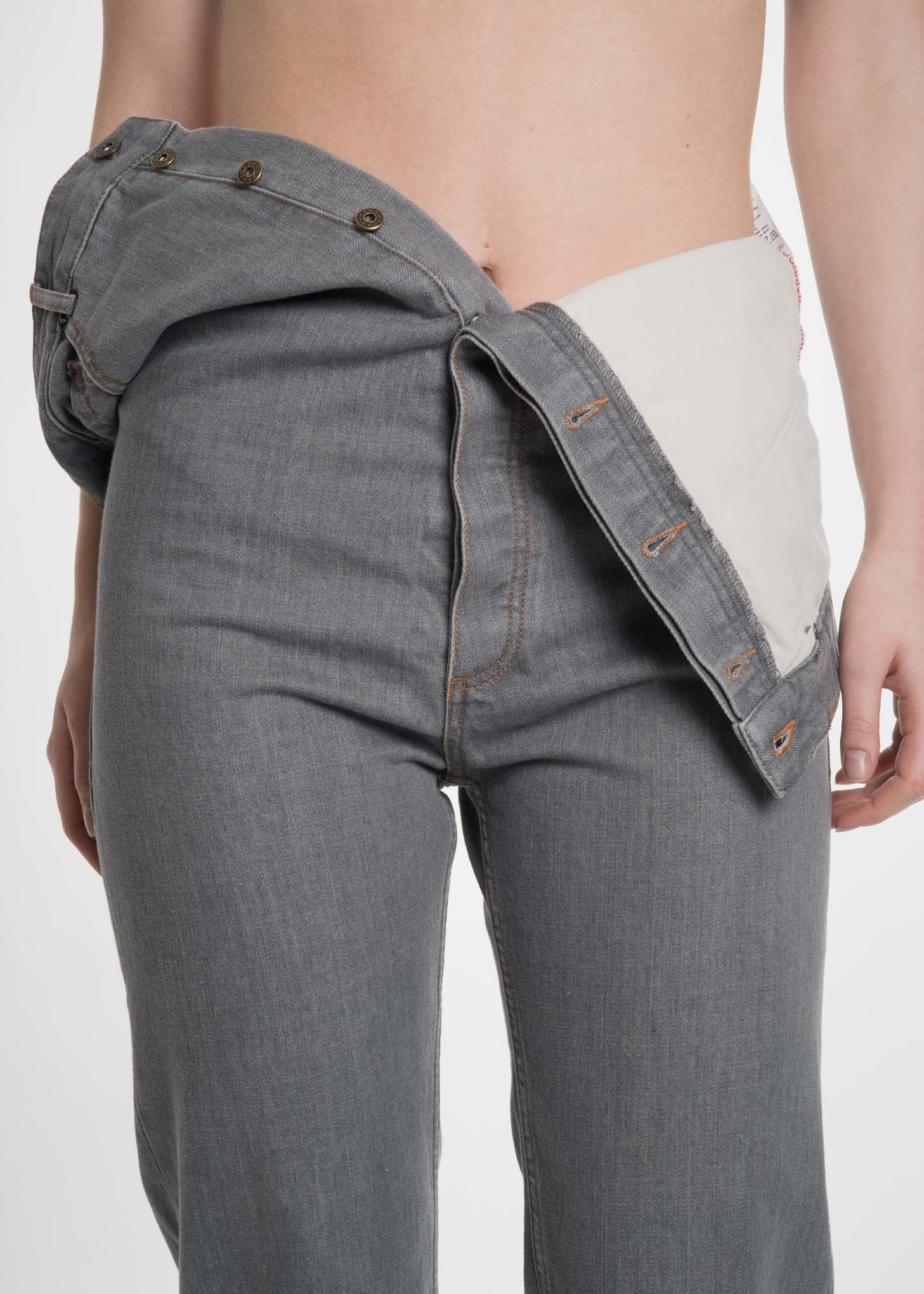 Grey Stonewash Double Waist Jeans - Image 6