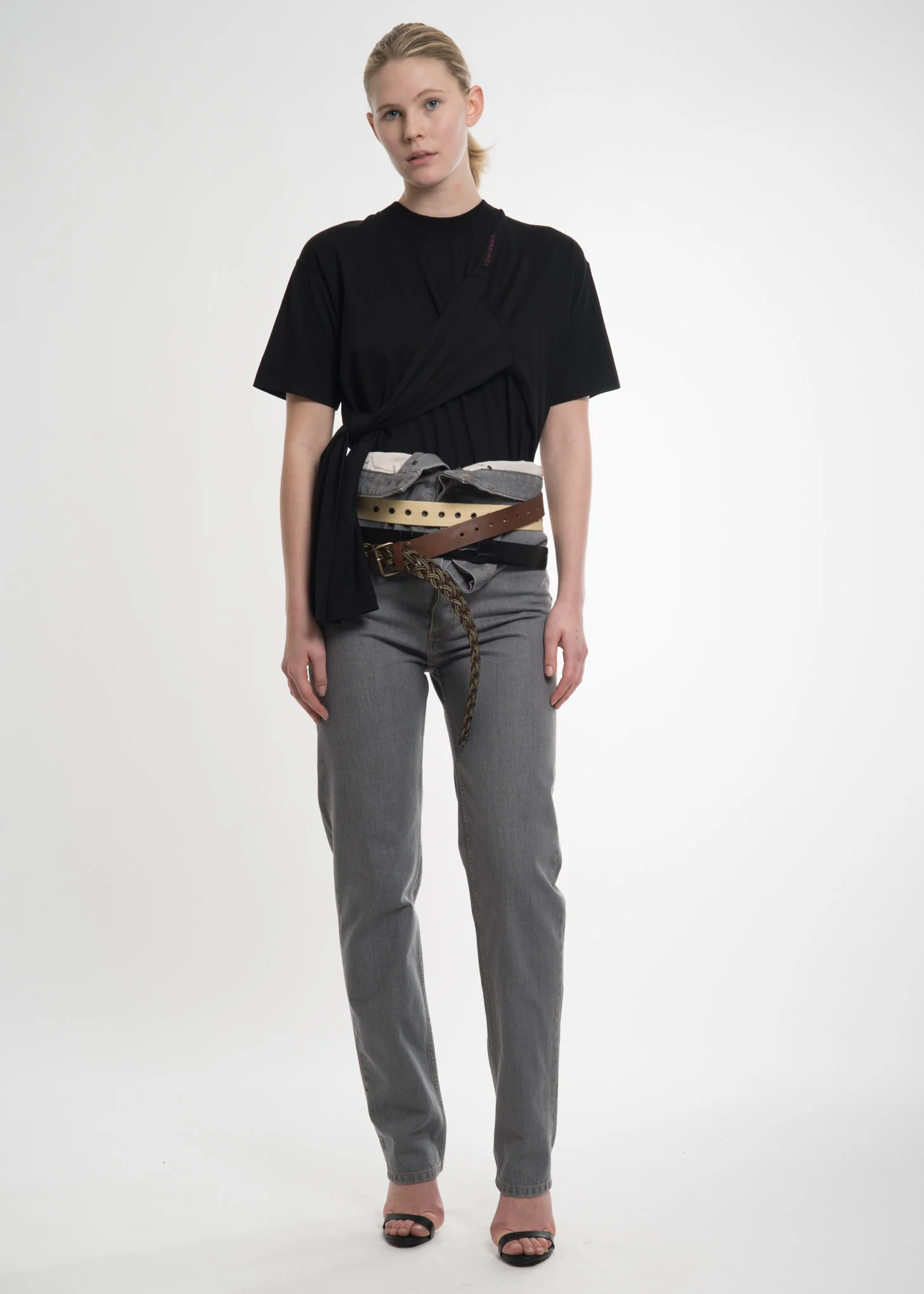 Grey Stonewash Double Waist Jeans - Image 8