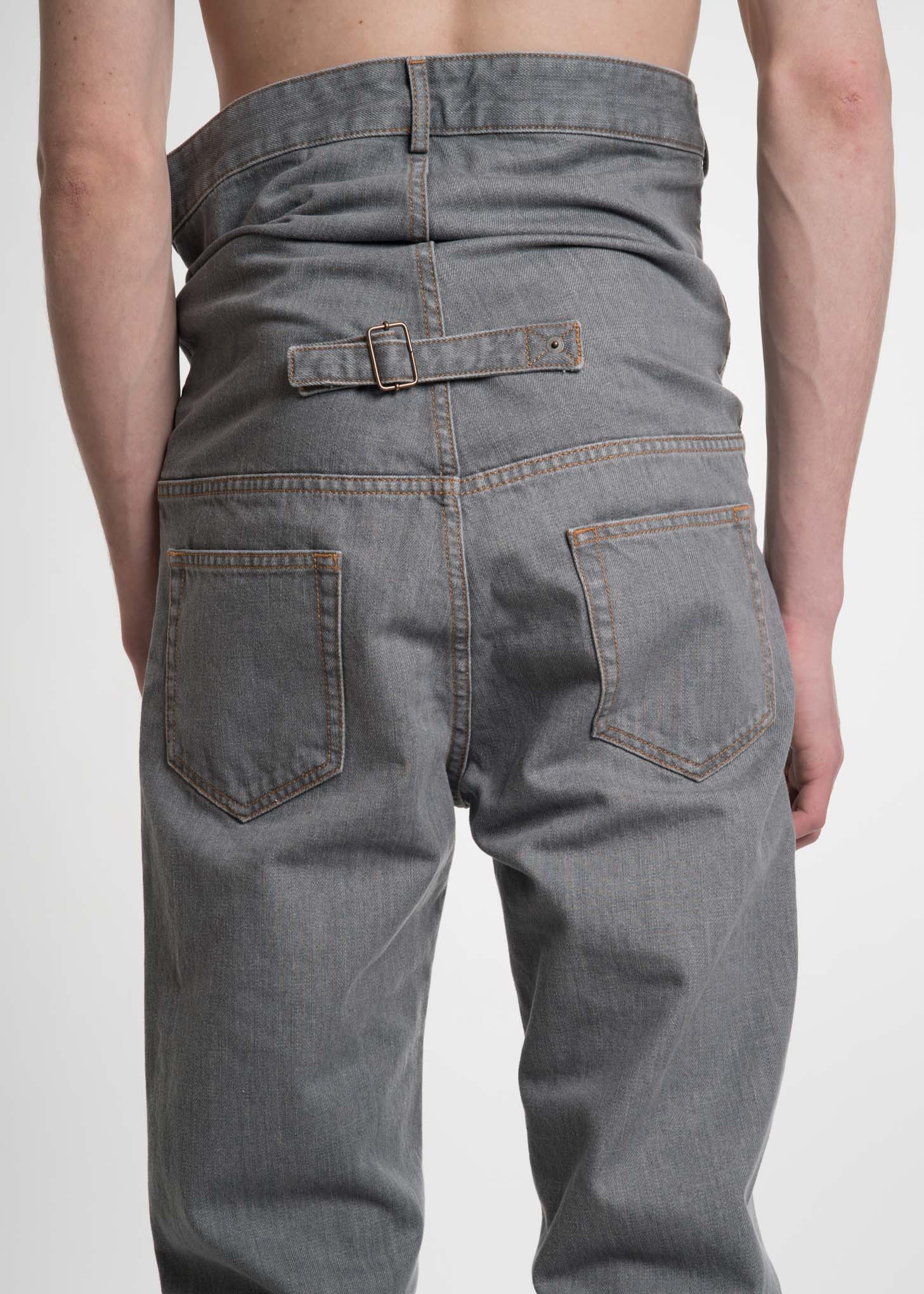 Grey Stonewash Double Waist Jeans - Image 2