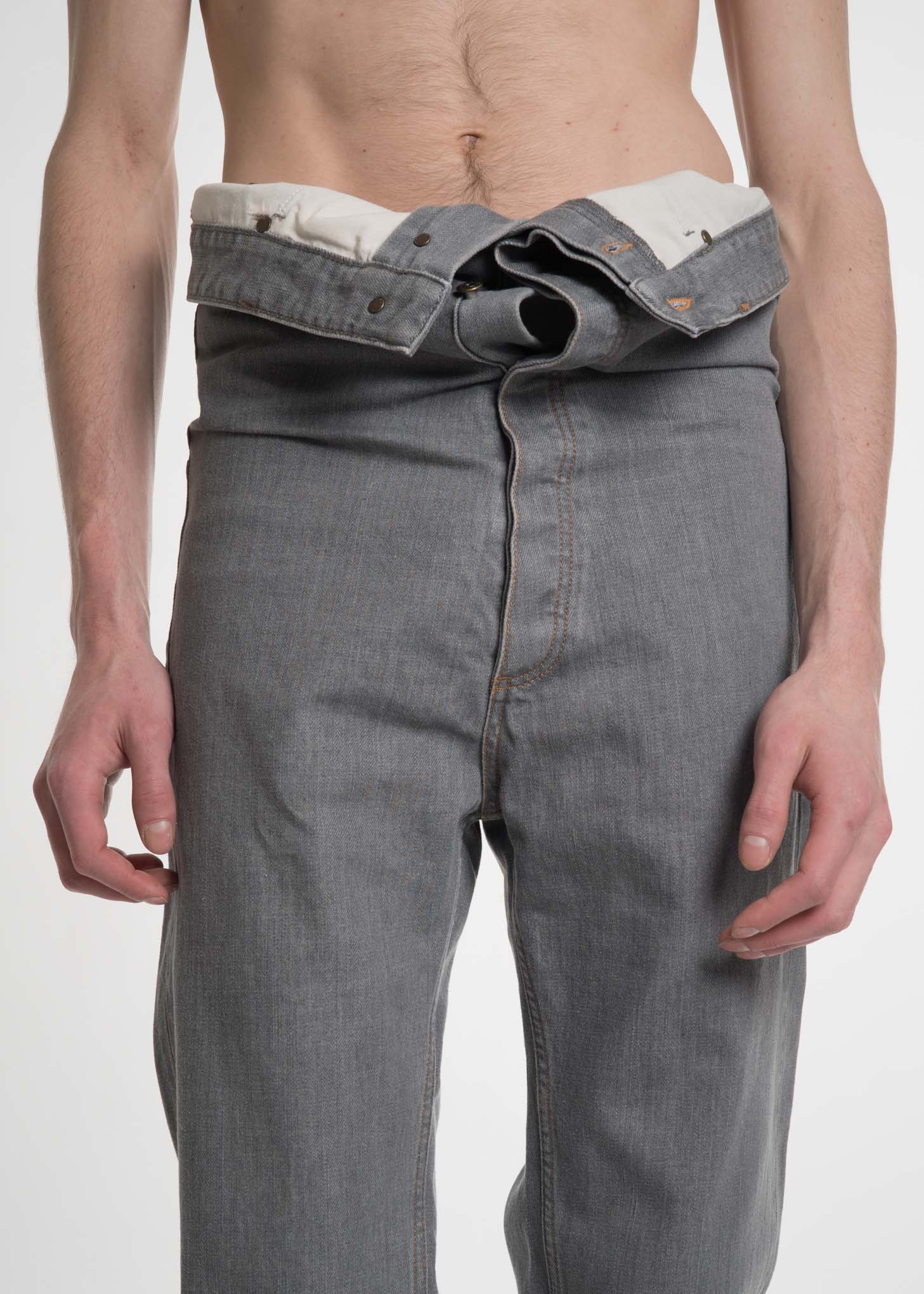 Grey Stonewash Double Waist Jeans - Image 4