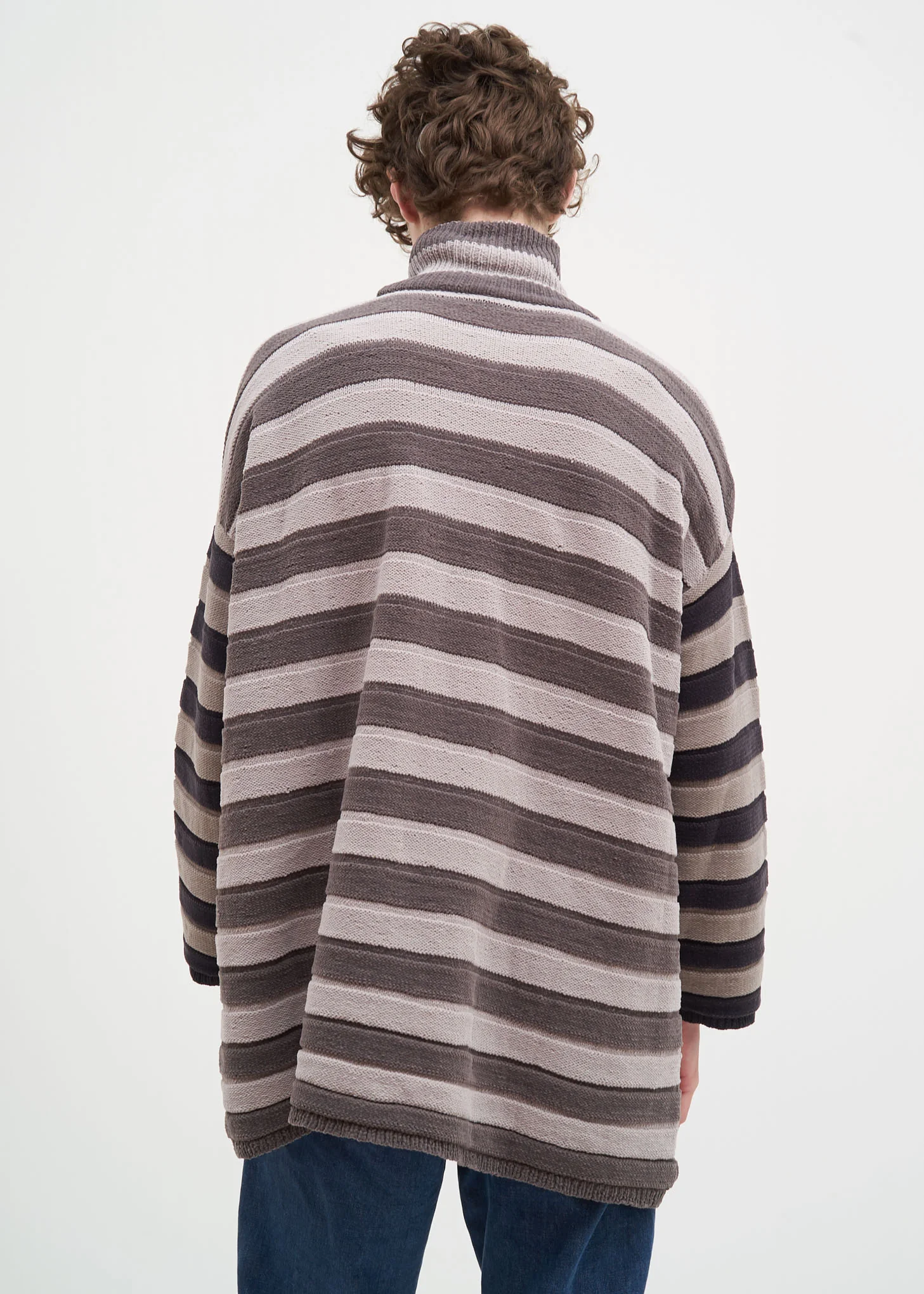 Grey Striped Chinille Sweater - Image 2