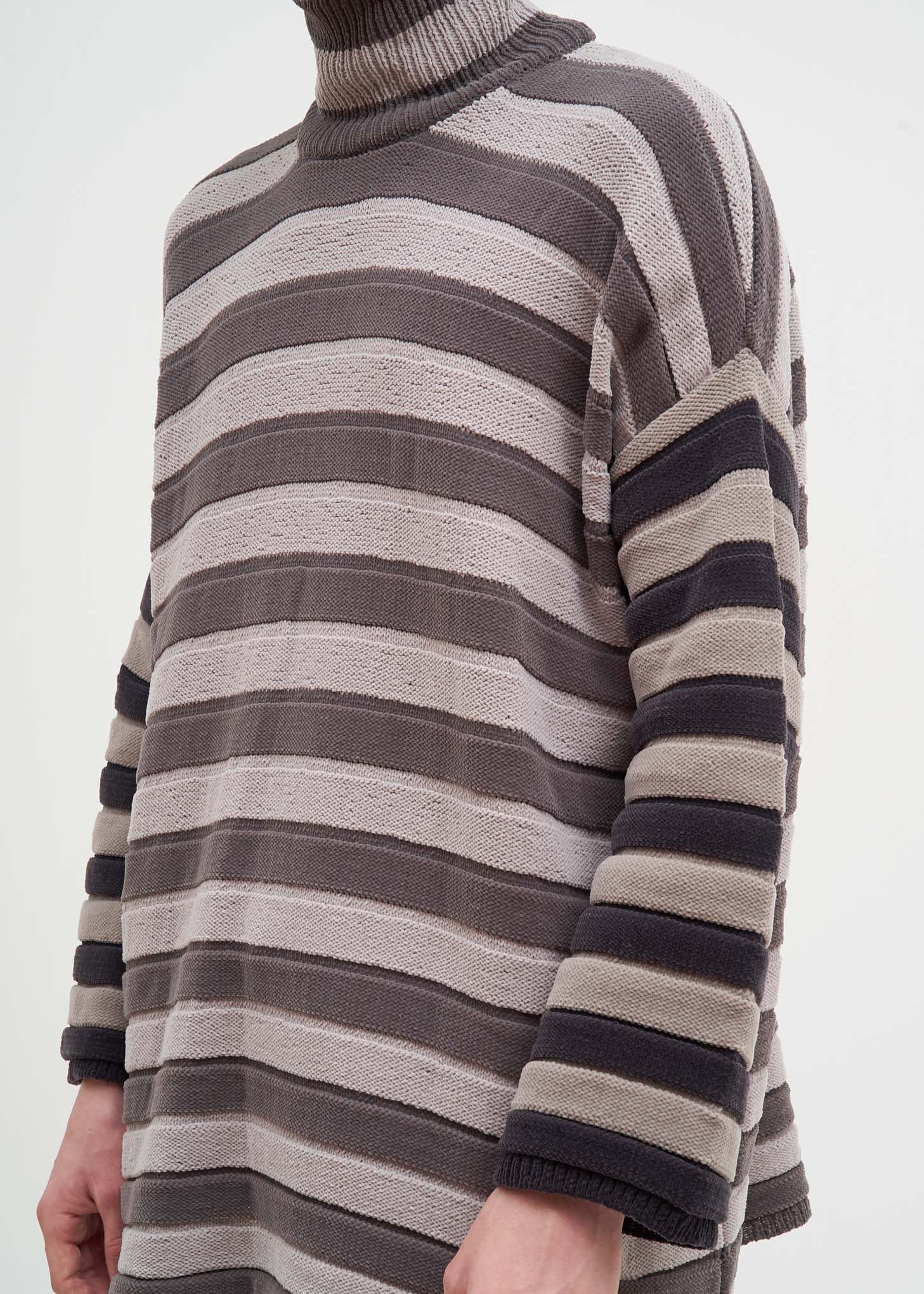 Grey Striped Chinille Sweater - Image 4
