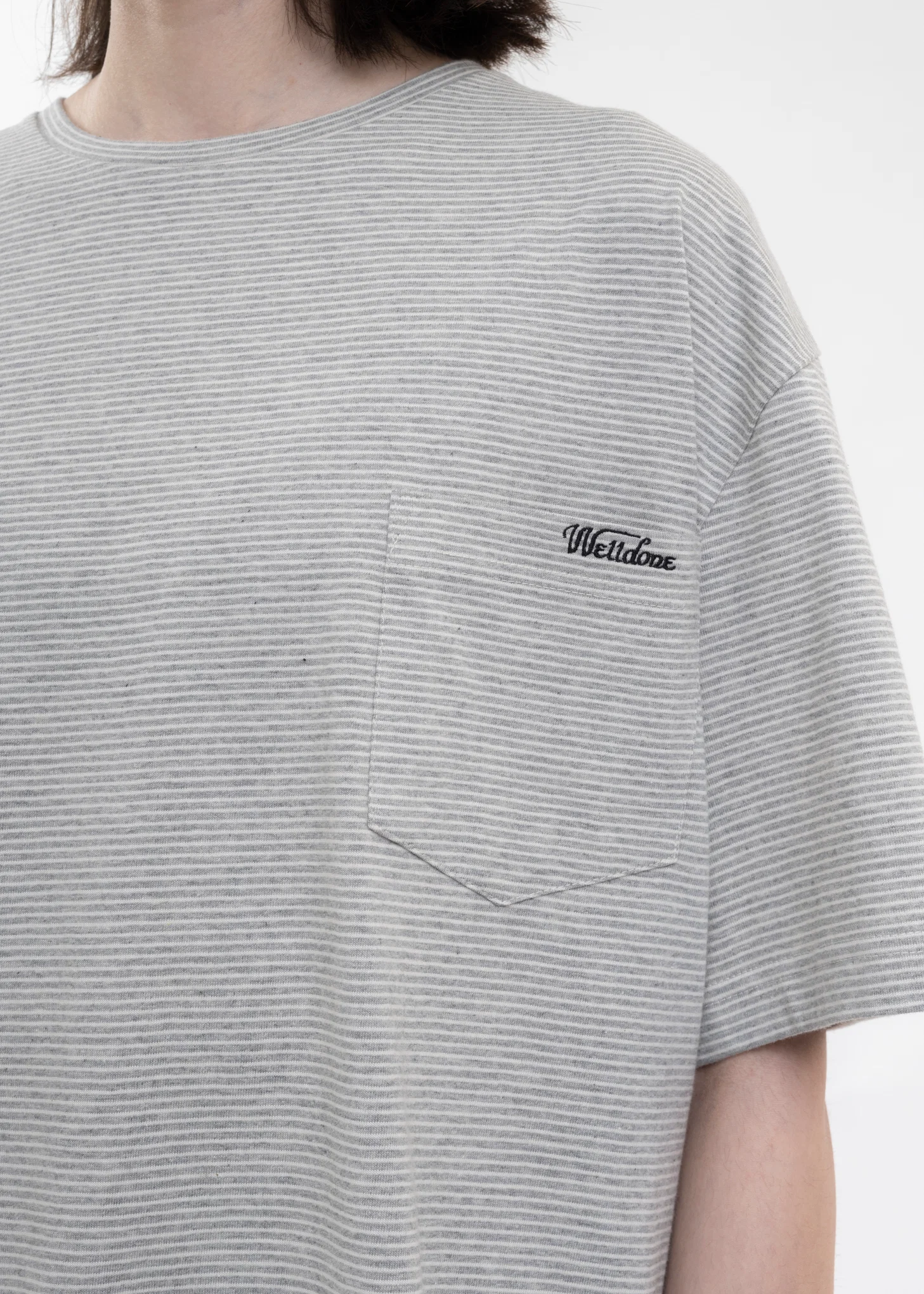 GREY STRIPED LOOSE-FIT T-SHIRT - Image 2