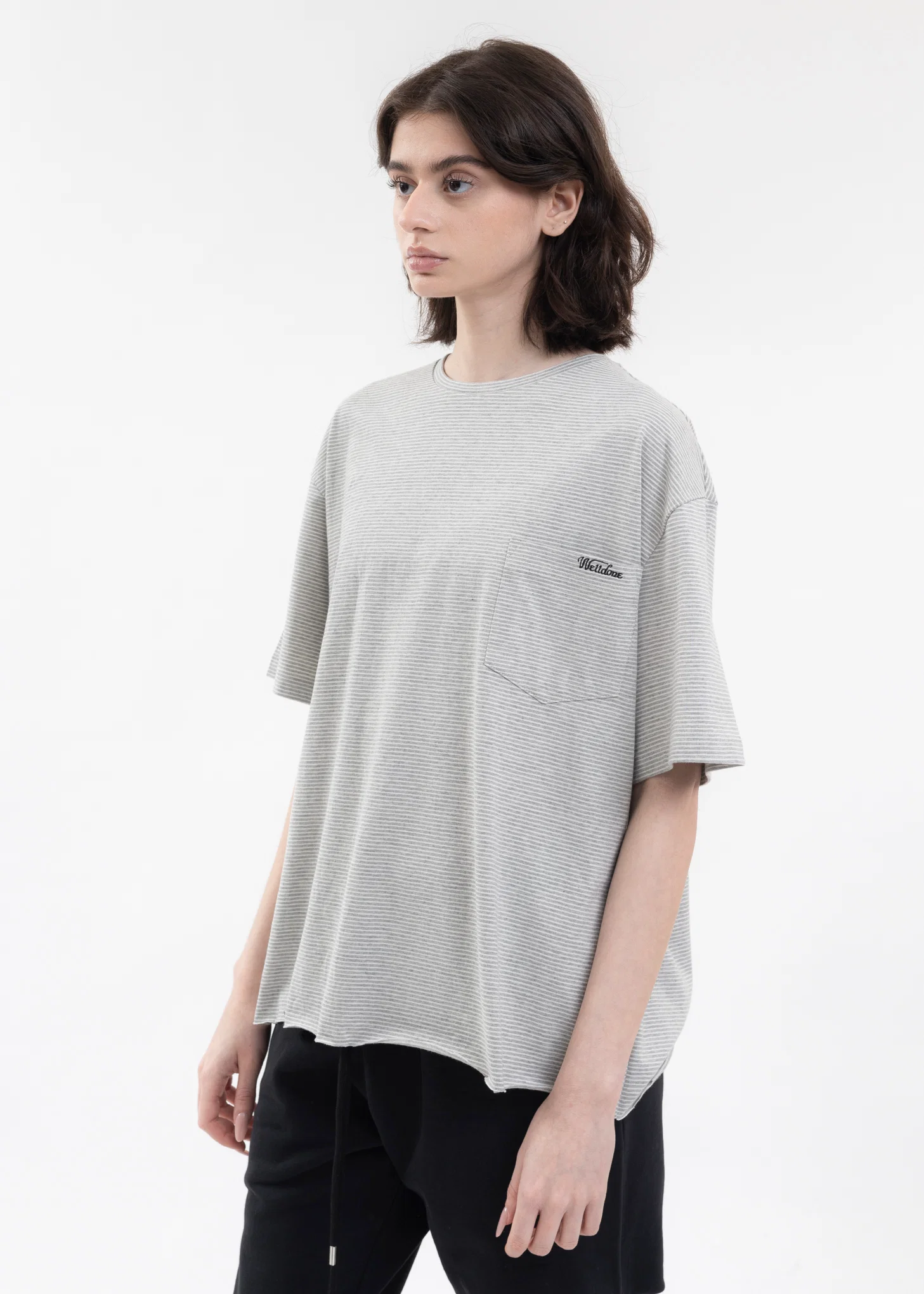 GREY STRIPED LOOSE-FIT T-SHIRT - Image 3