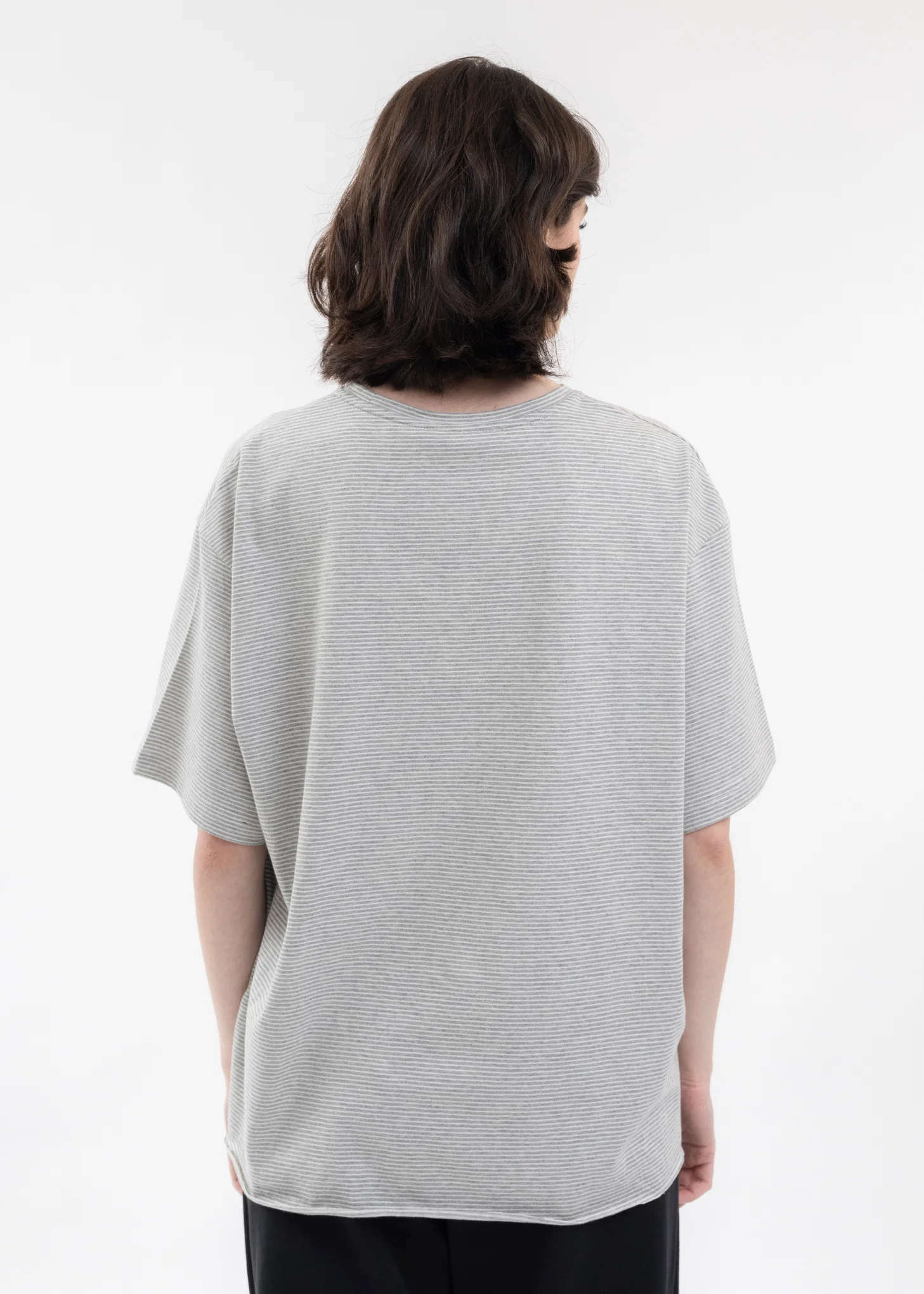 GREY STRIPED LOOSE-FIT T-SHIRT - Image 4