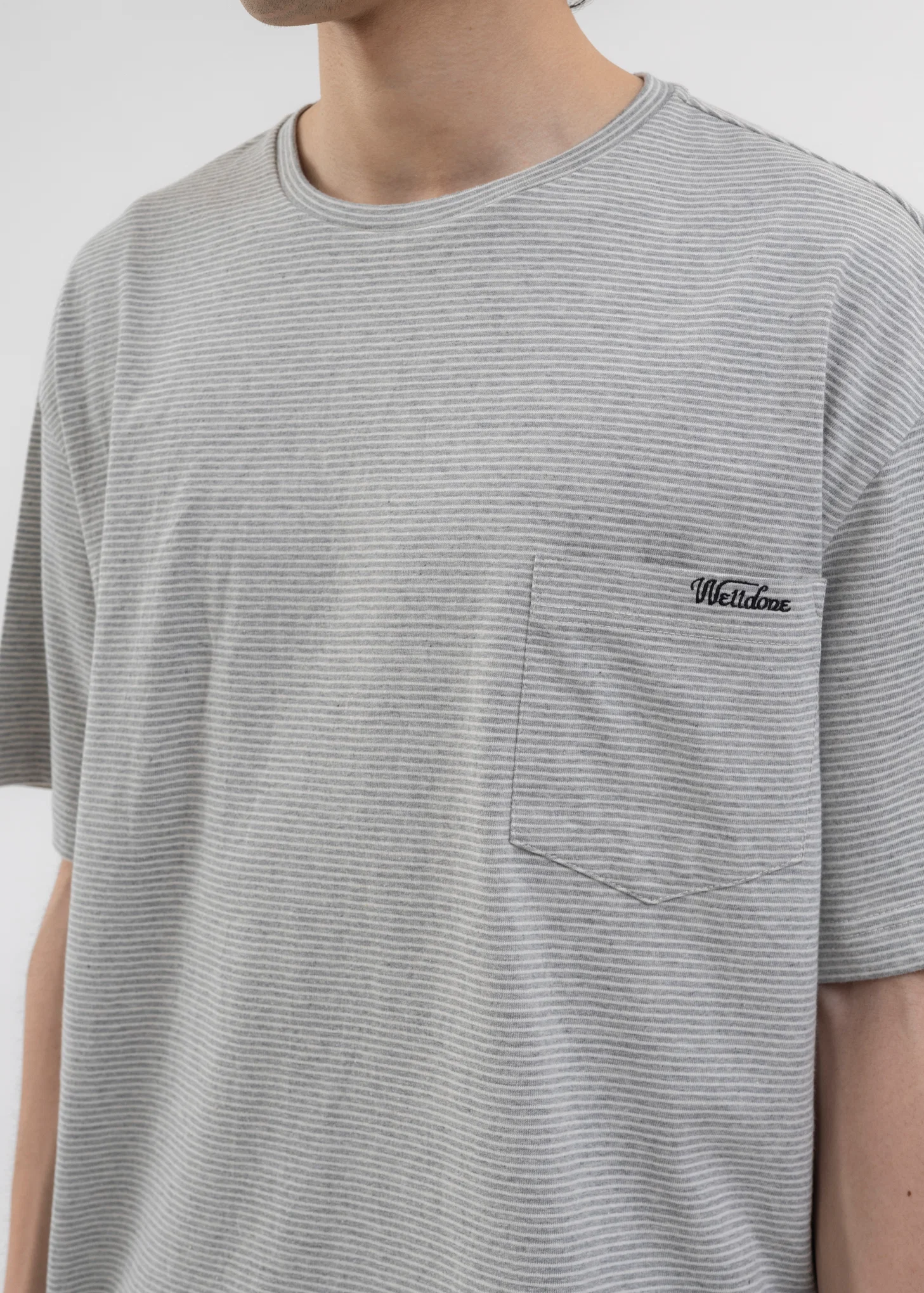 GREY STRIPED LOOSE-FIT T-SHIRT - Image 2