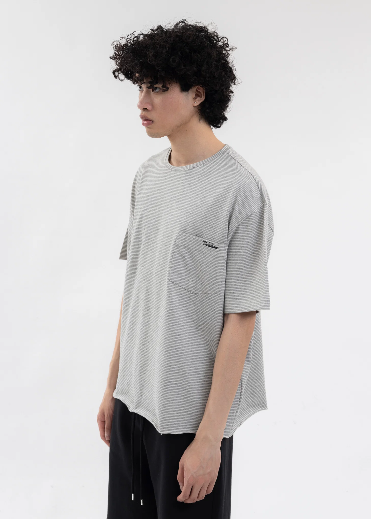 GREY STRIPED LOOSE-FIT T-SHIRT - Image 3