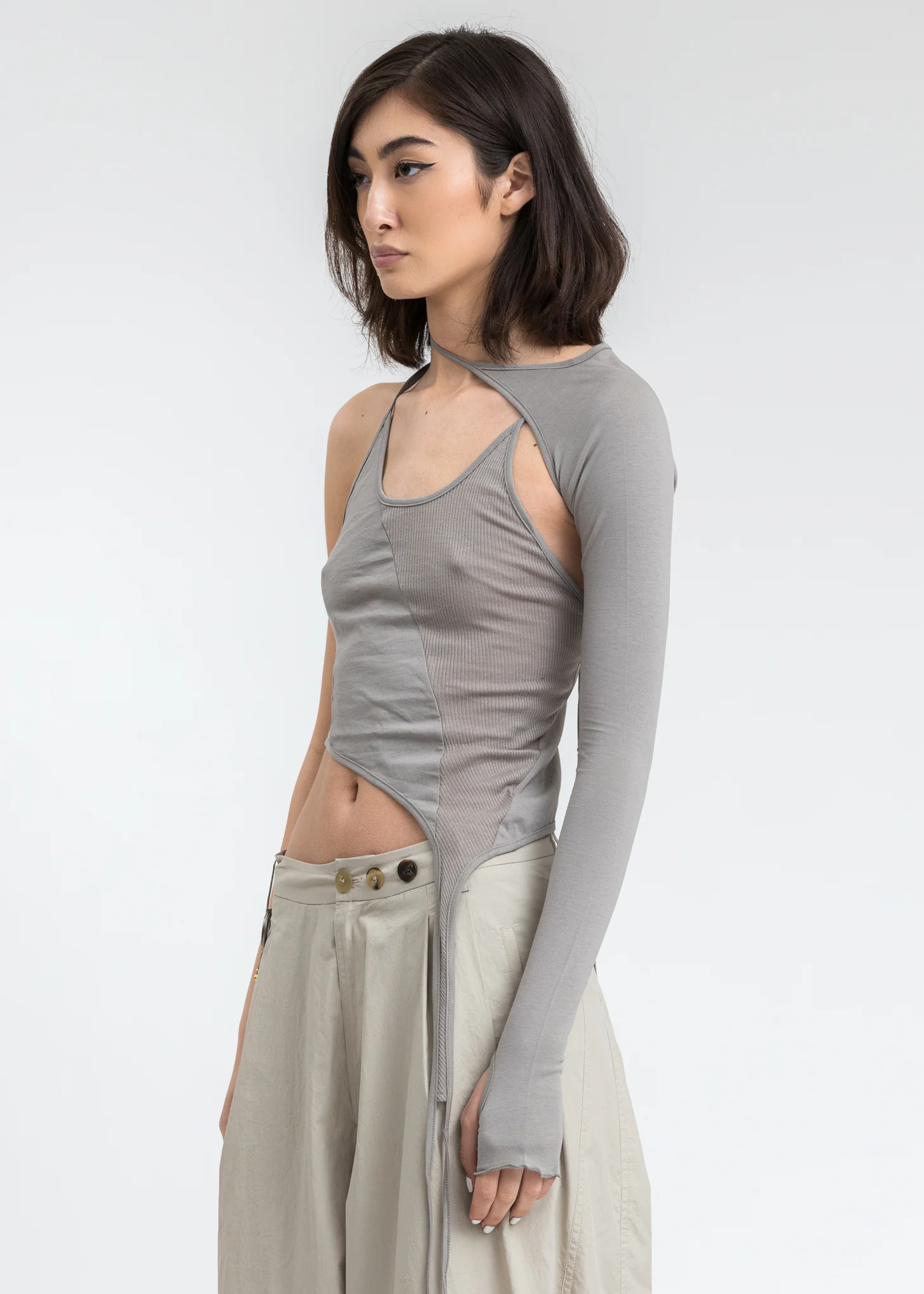 Grey Tank Top With Sleeve - Image 2