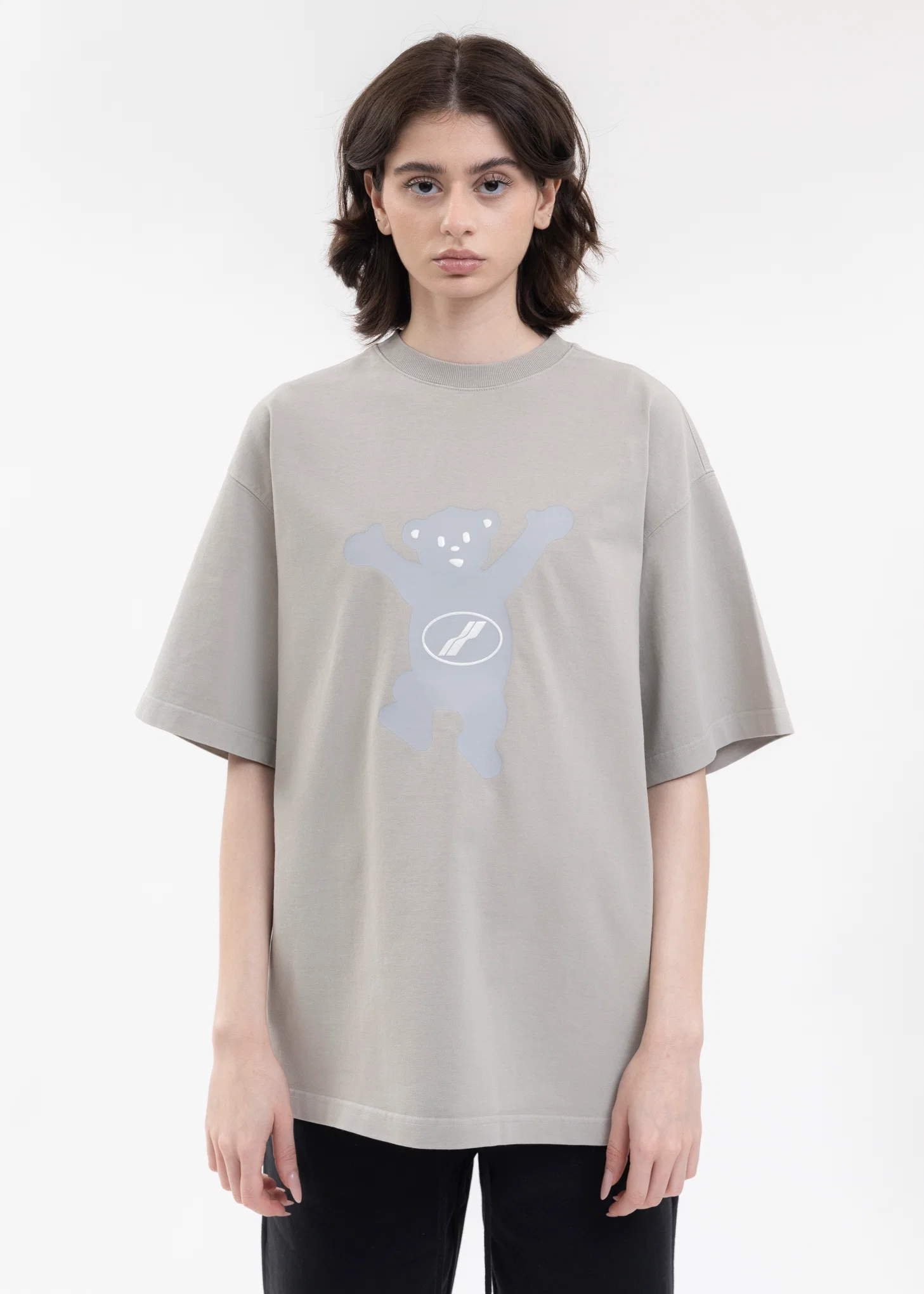 GREY TEDDY LOGO T-SHIRT
