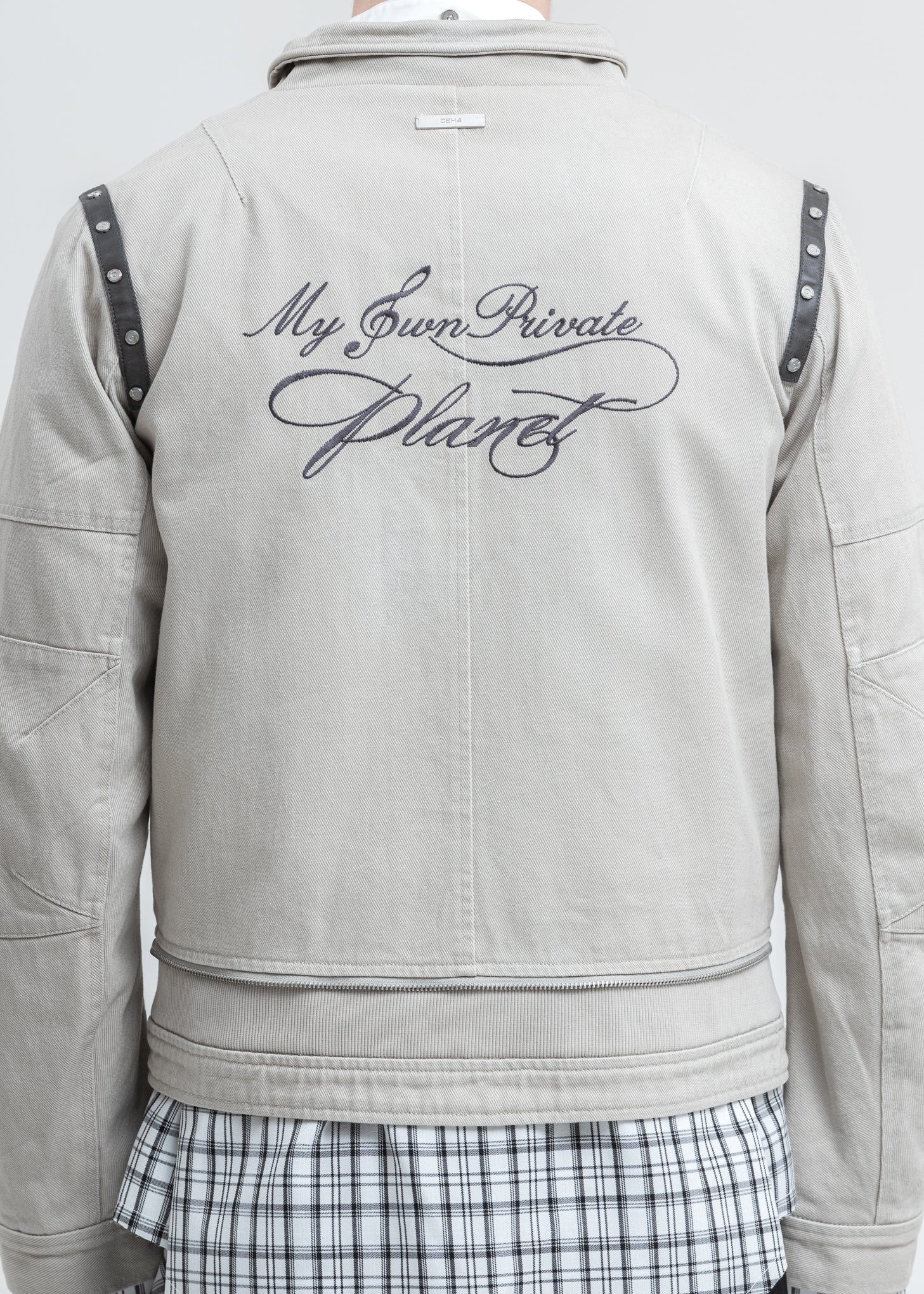 Grey Tied Shirt Layered Work Jacket - Image 5
