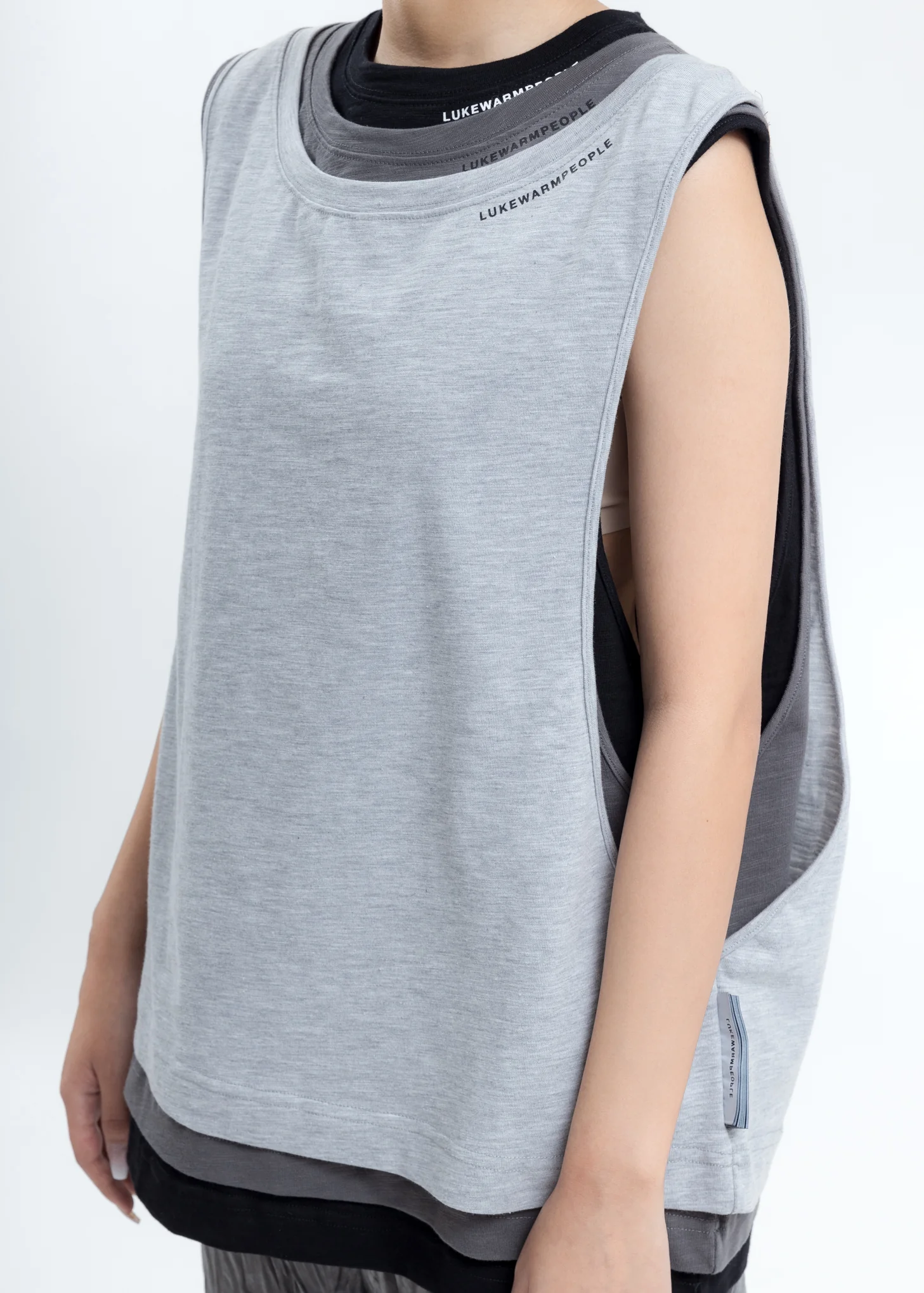 Grey Triple Layer Muscle Tee - Image 2