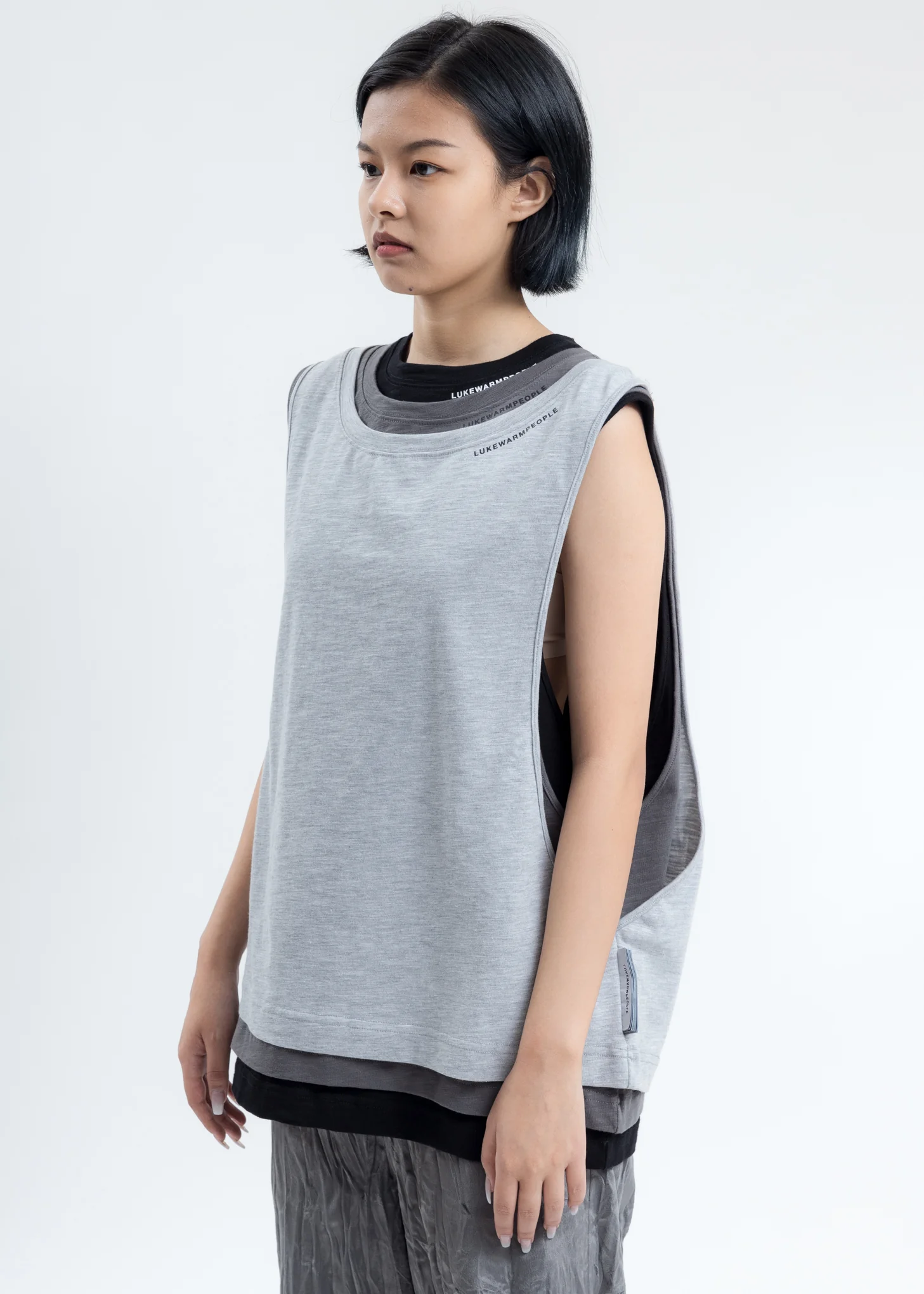 Grey Triple Layer Muscle Tee - Image 3