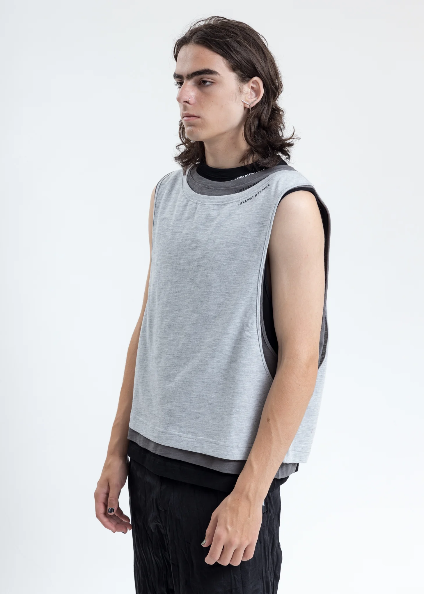 Grey Triple Layer Muscle Tee - Image 3