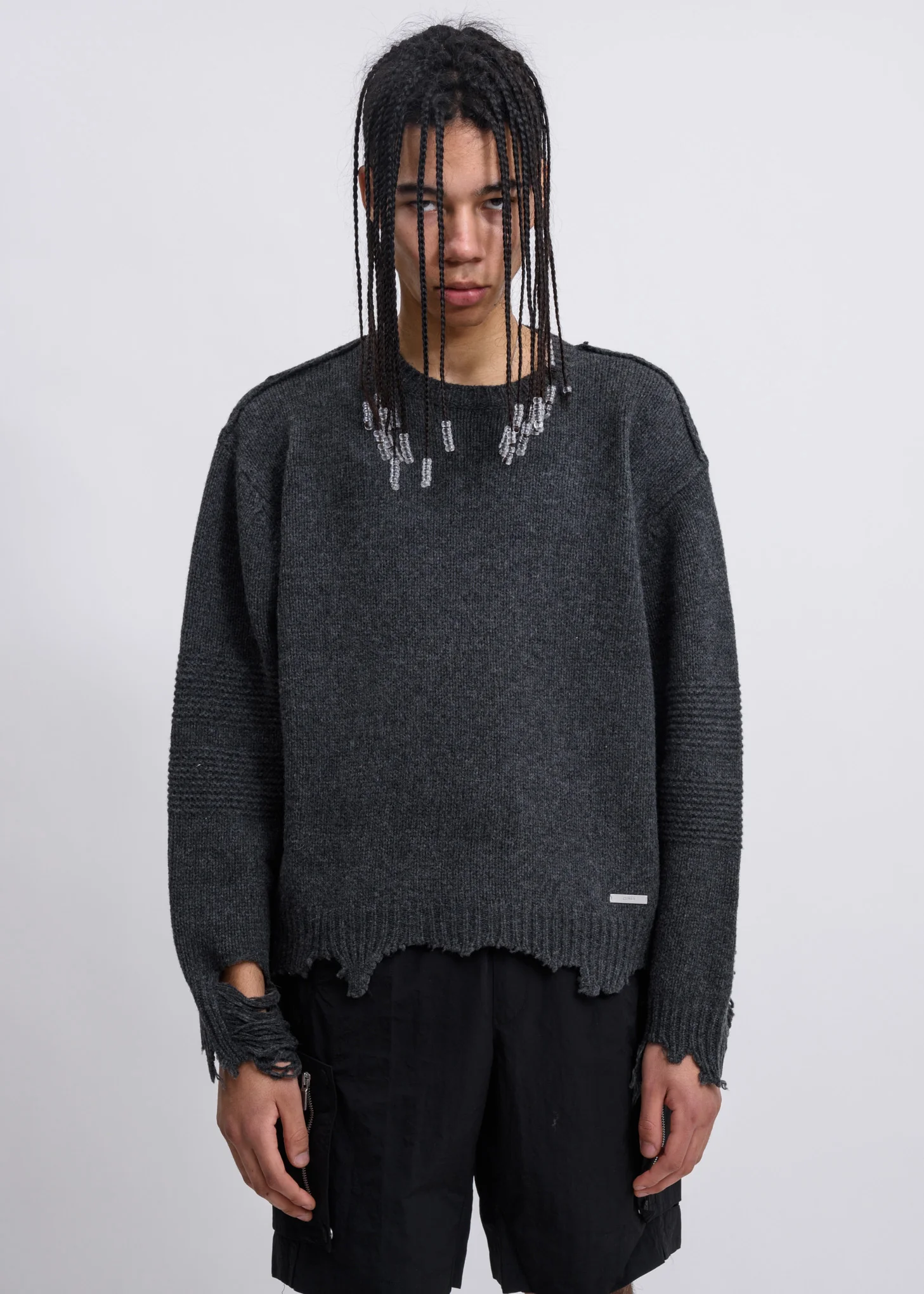Grey Vagrant Ruin Distressed Wool Sweater