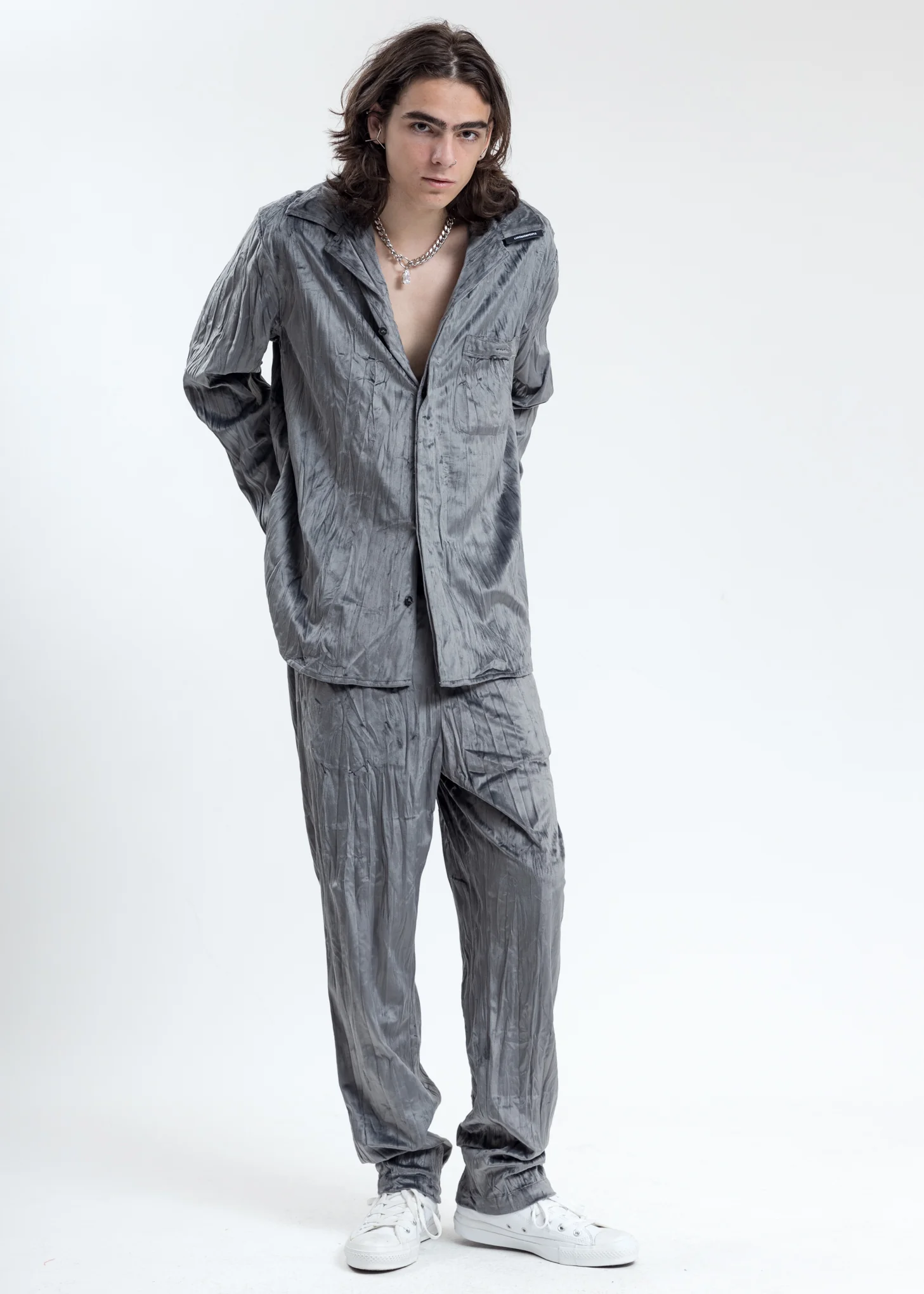 Grey Velvet Pajama Pants - Image 6