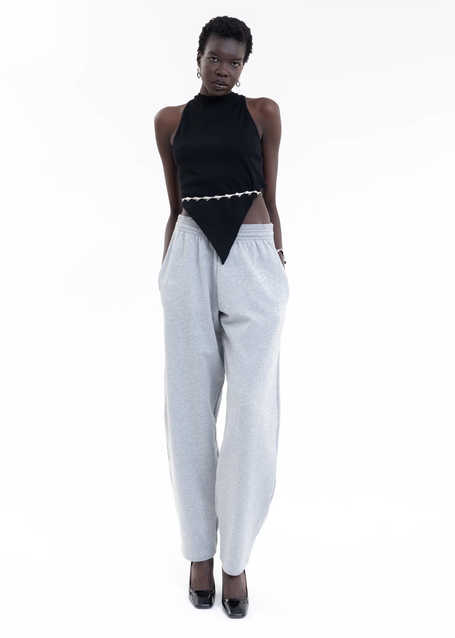GREY W WHITE PRINT JOGGING PANTS - Image 5