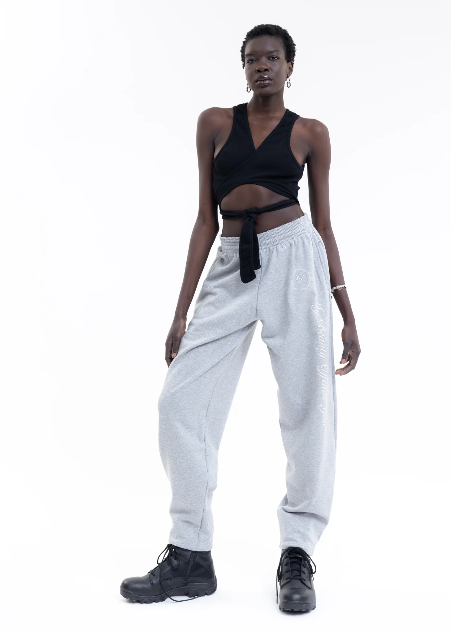 GREY W WHITE PRINT JOGGING PANTS - Image 6