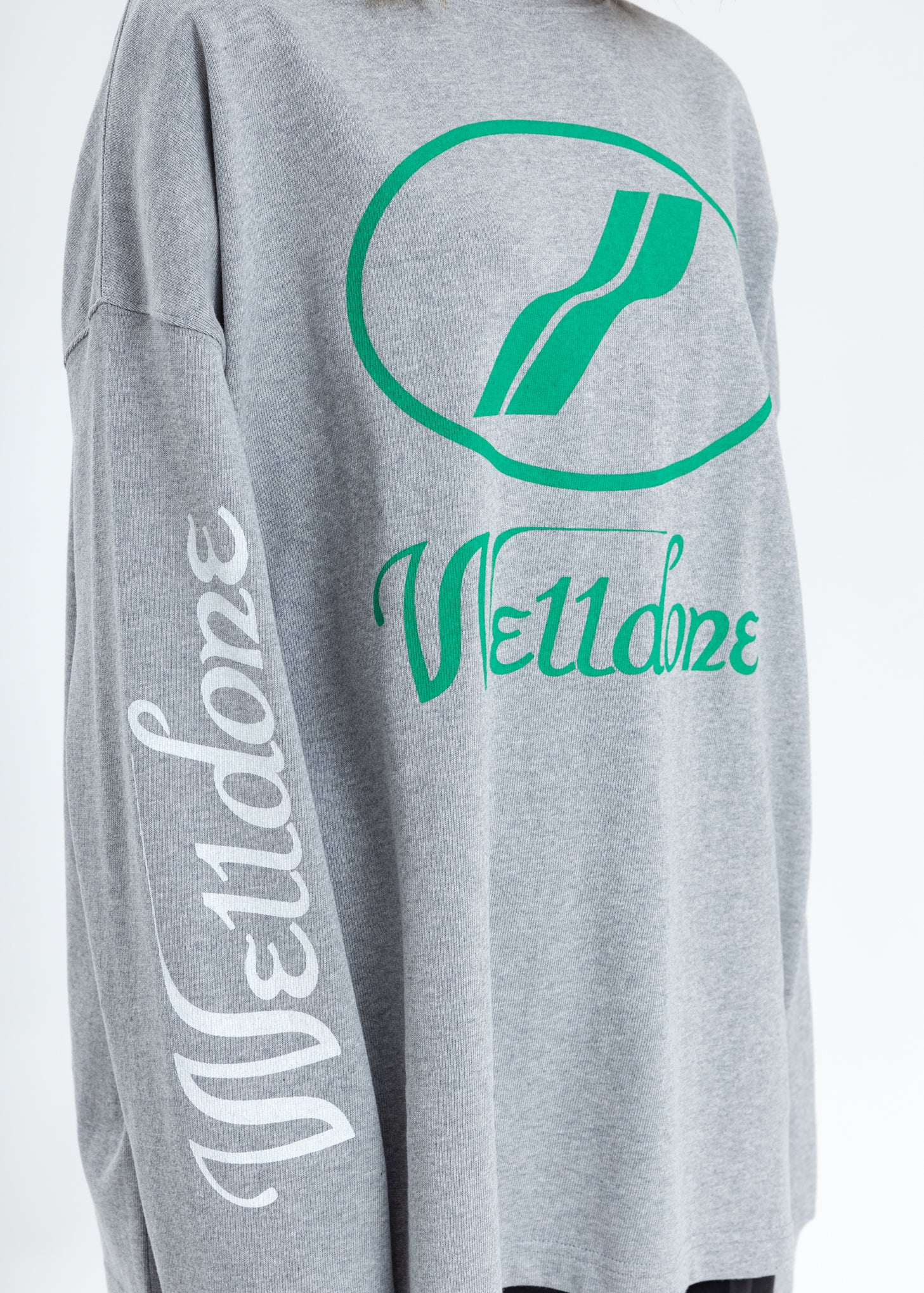 Grey WD Print Logo Long Sleeves - Image 5