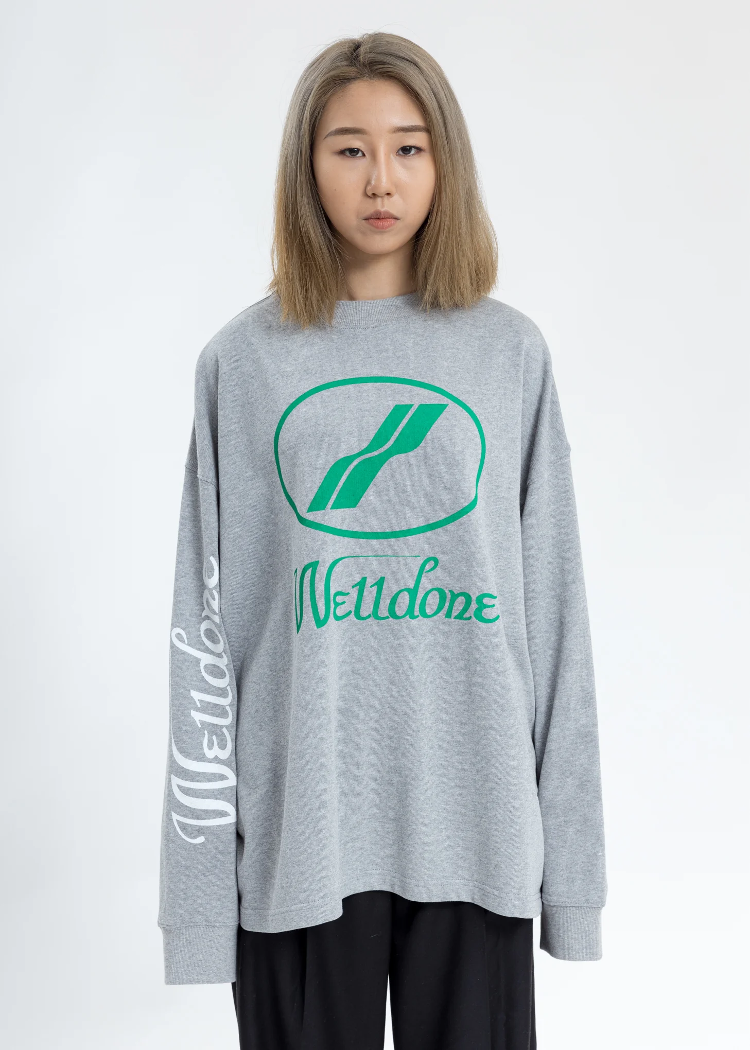 Grey WD Print Logo Long Sleeves