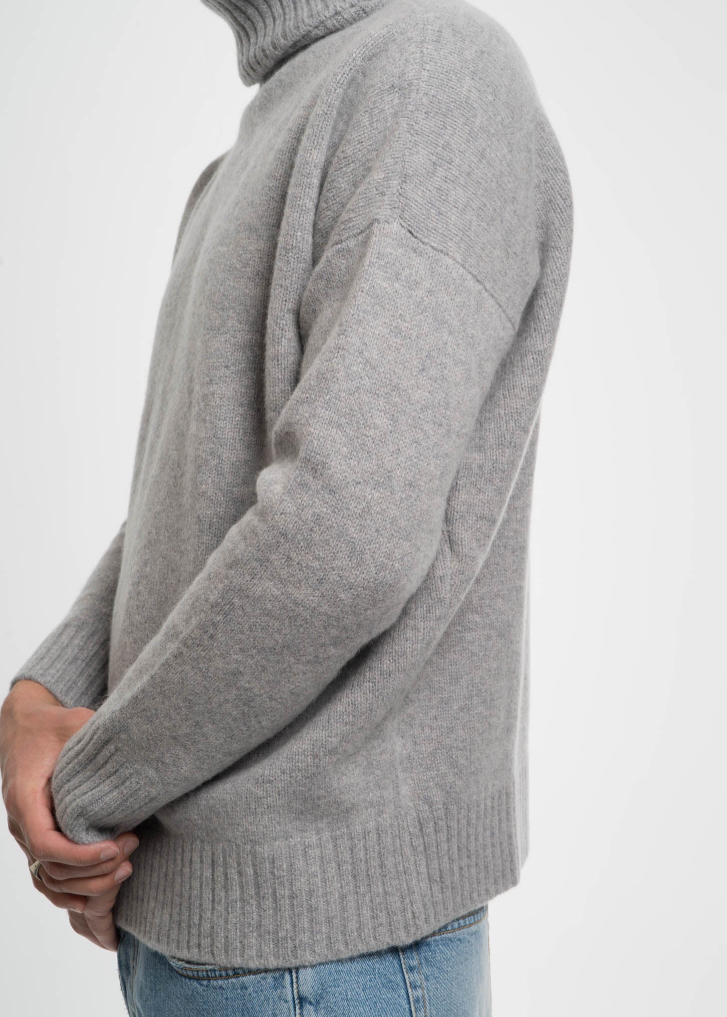 Grey Windy Turtleneck Knit Sweater - Image 4