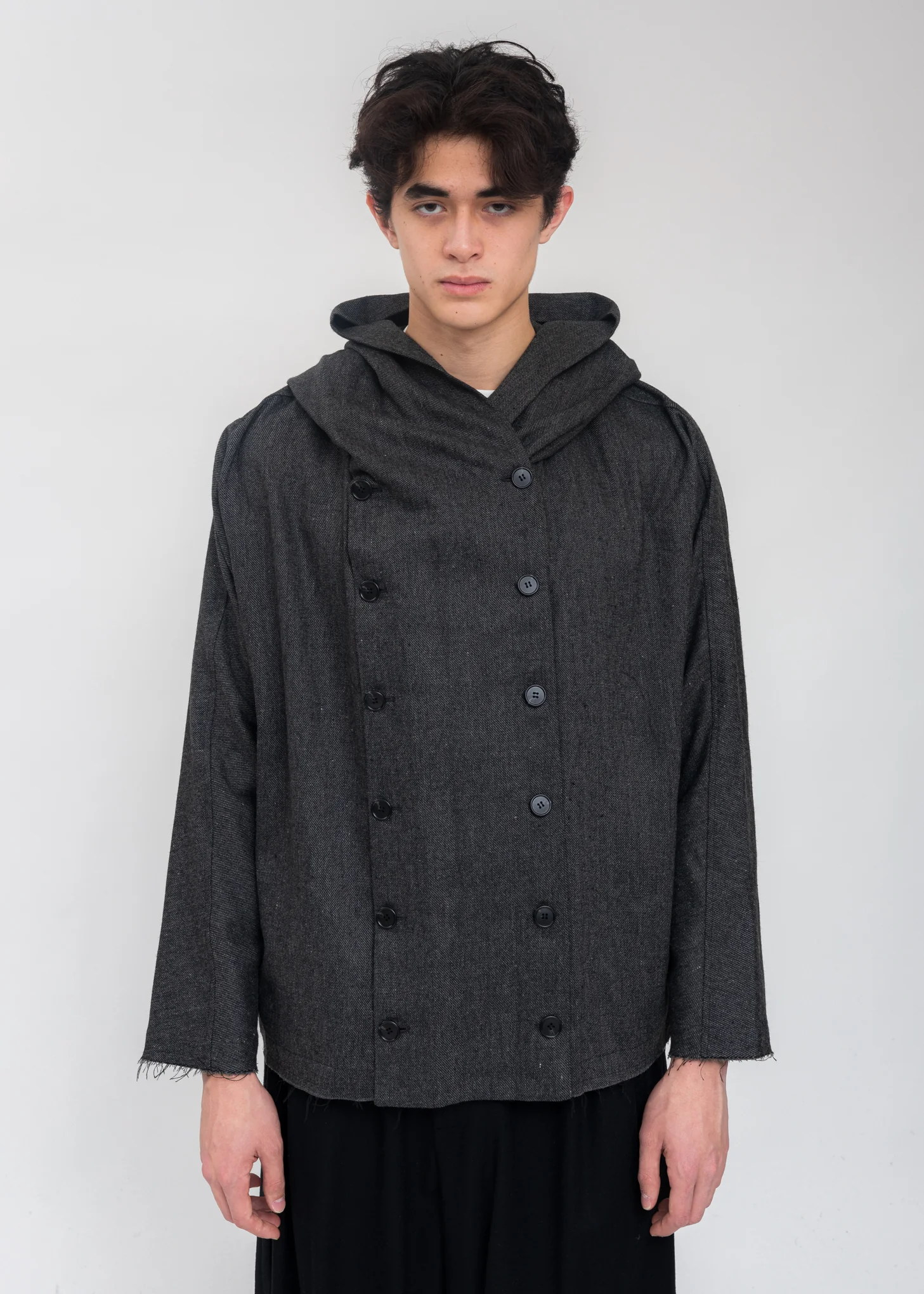 Grey Wool Muffler Jacket