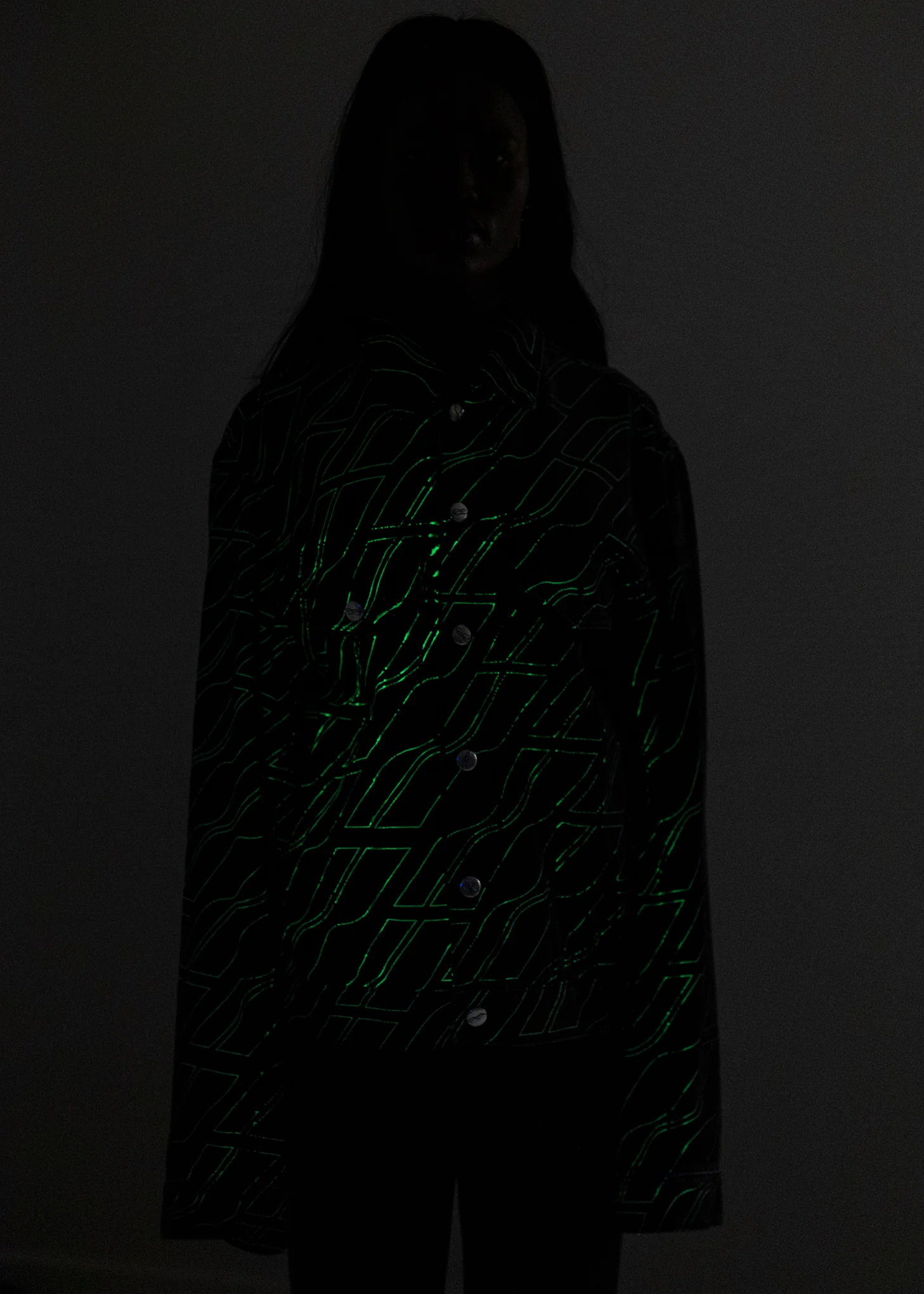 Grey Wool Oversized Sleeve Jacket (Glow In The Dark) - Image 2