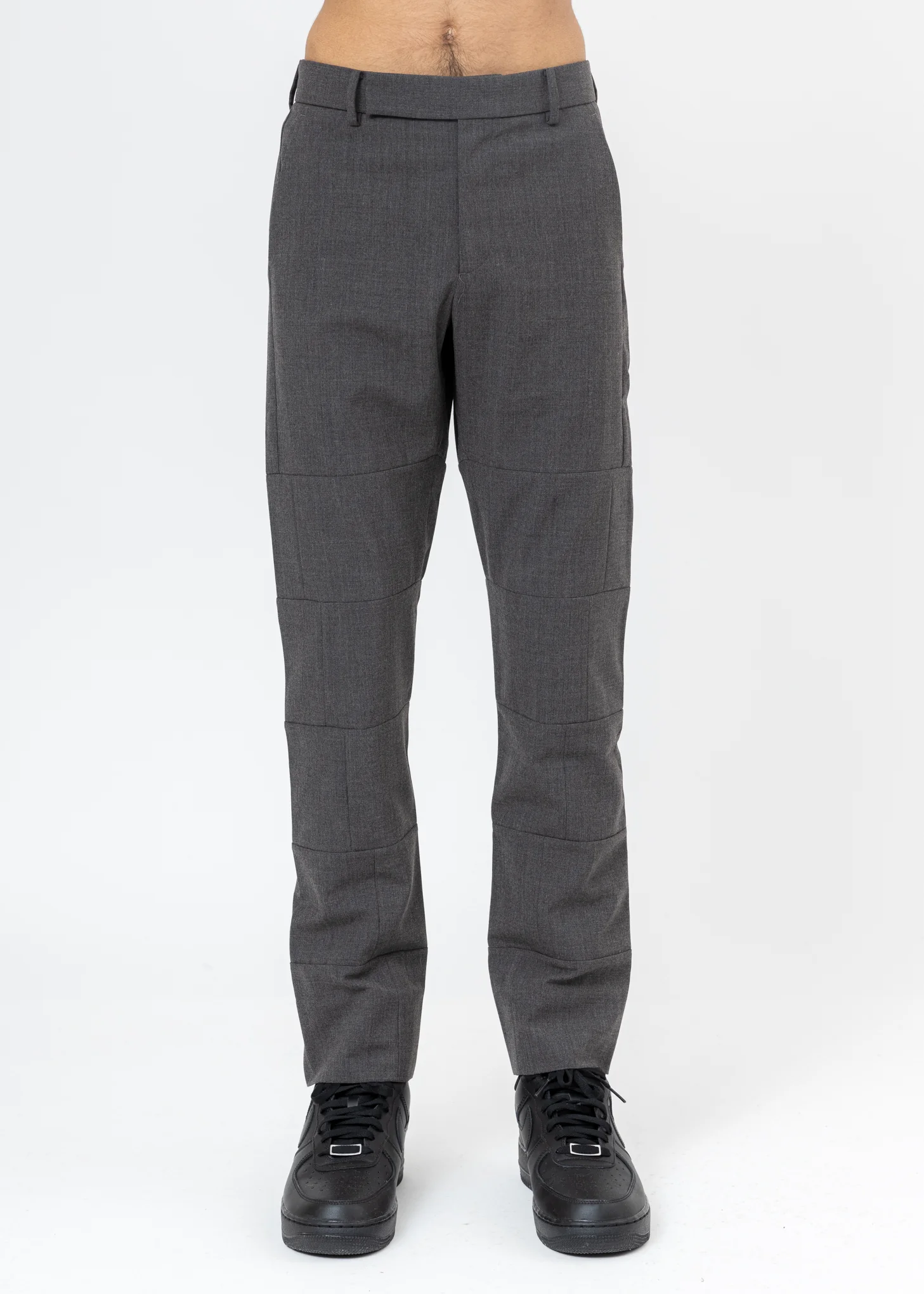 Grey Wool Paneled Trousers